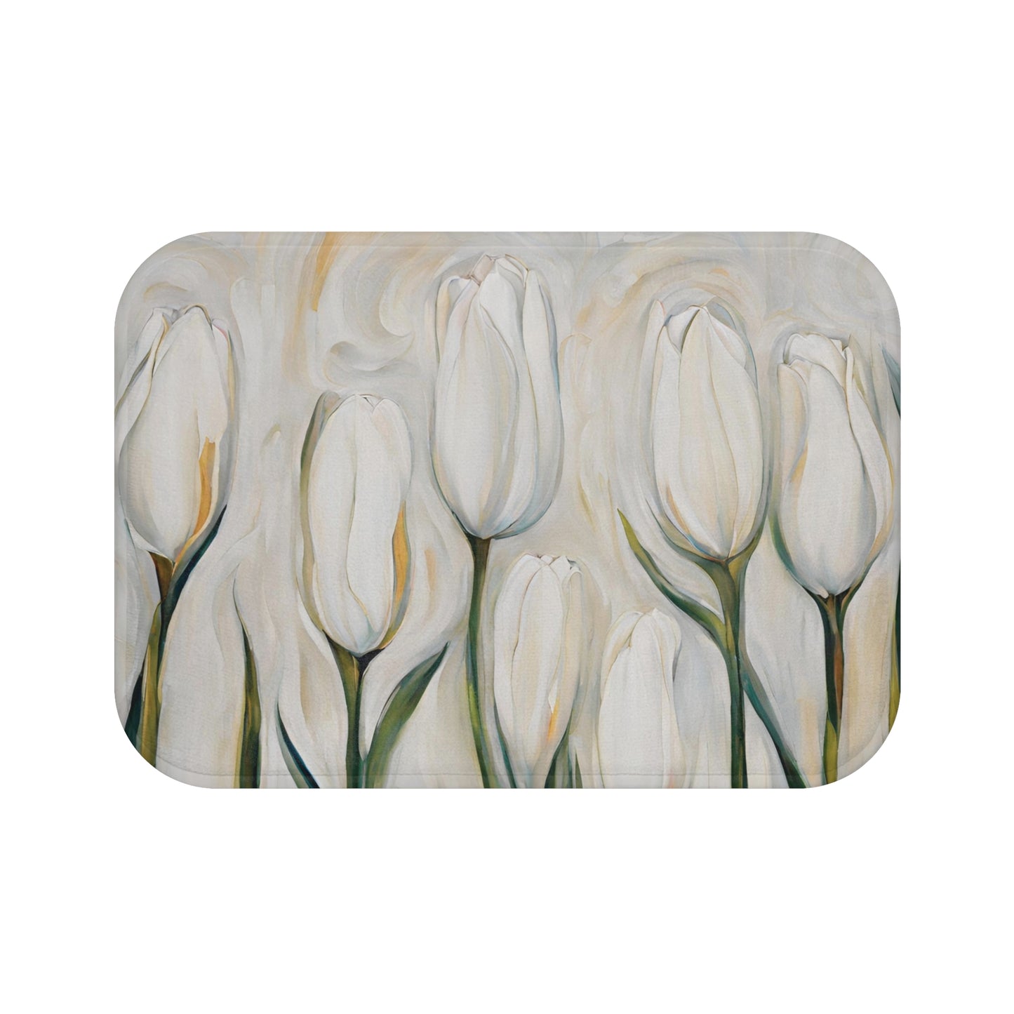 White Tulips Microfiber Bath Mat