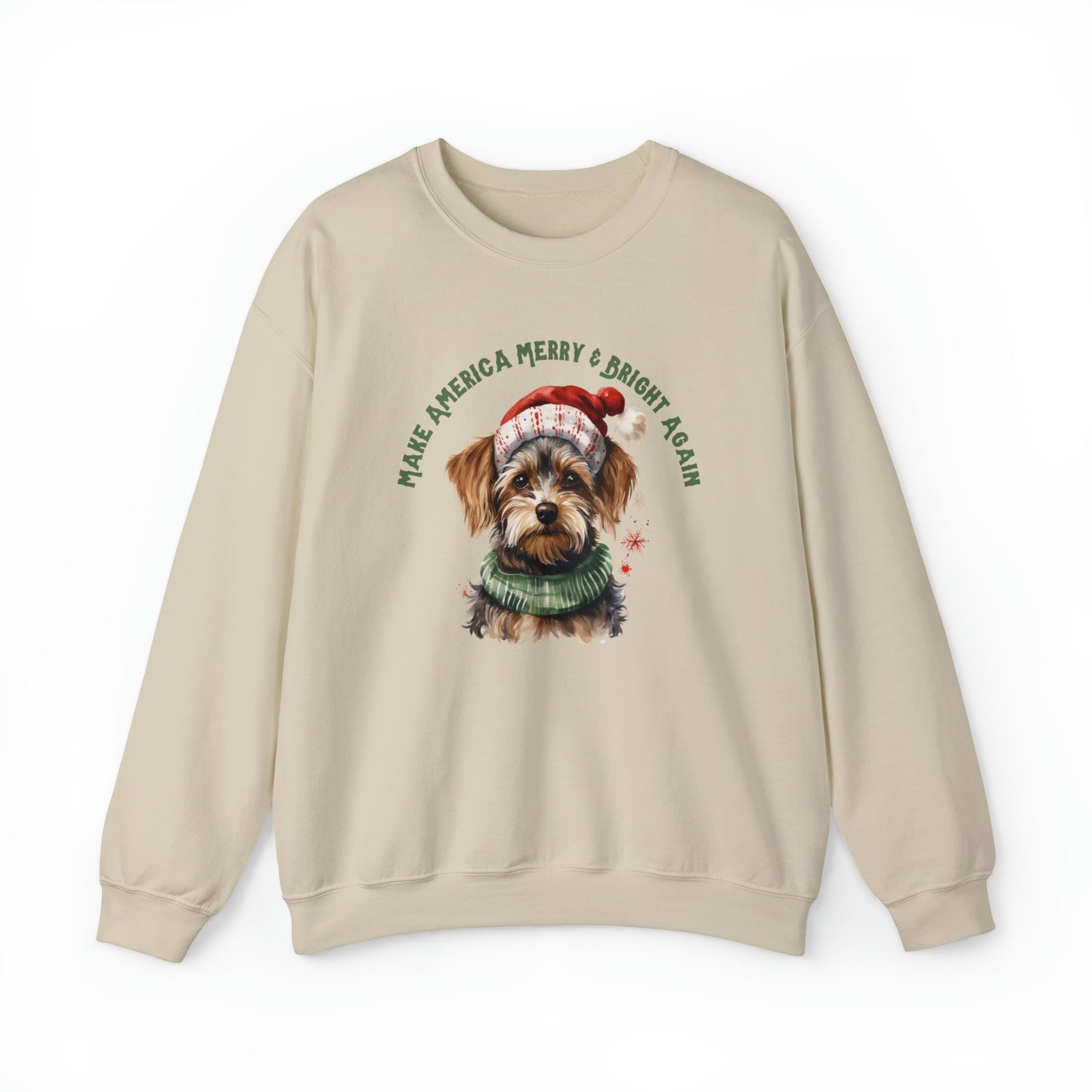 Merry & Bright Again Dog in Santa Hat Unisex Heavy Blend™ Crewneck Sweatshirt