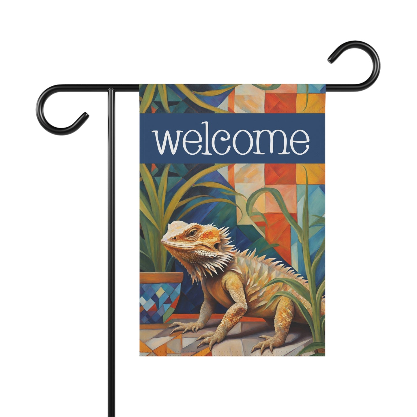 Patio Visitor Bearded Dragon Welcome 2-Sided Garden & House Flag/Banner