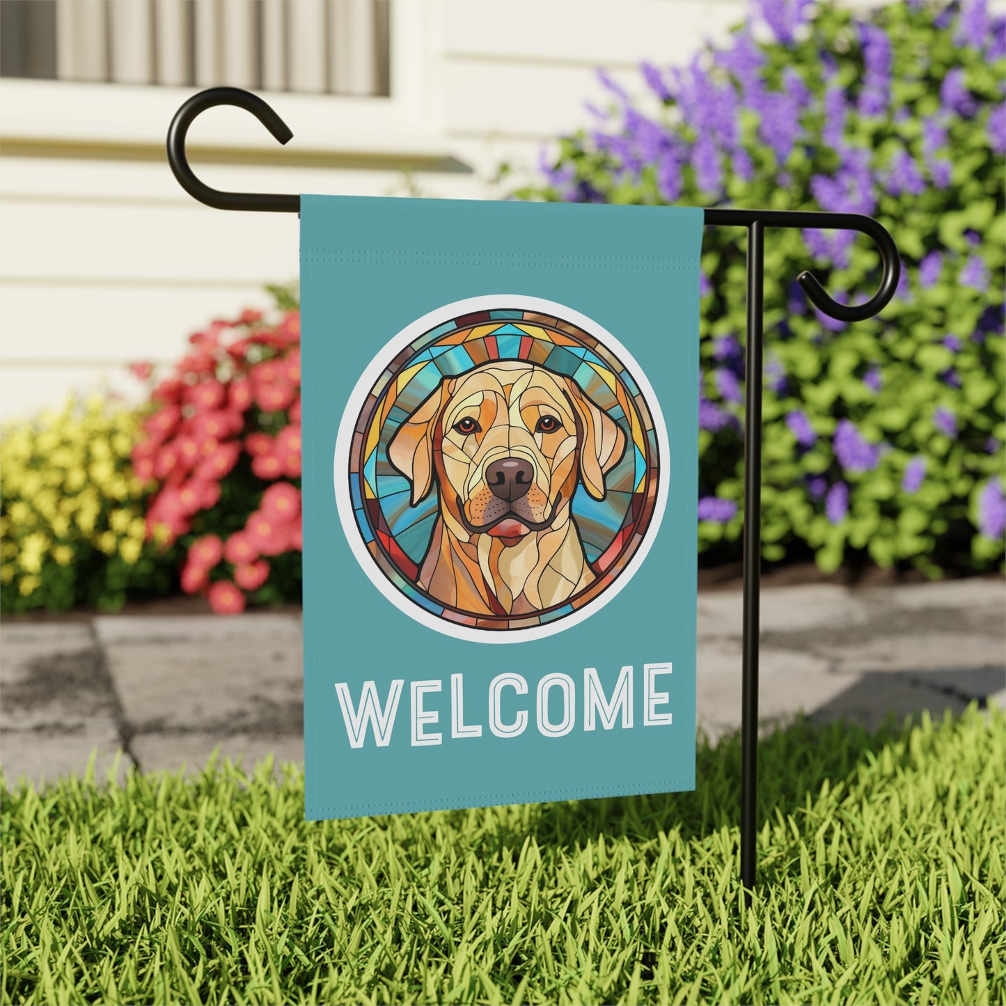 Yellow Labrador Welcome 2-Sided Garden & House Flag/Banner