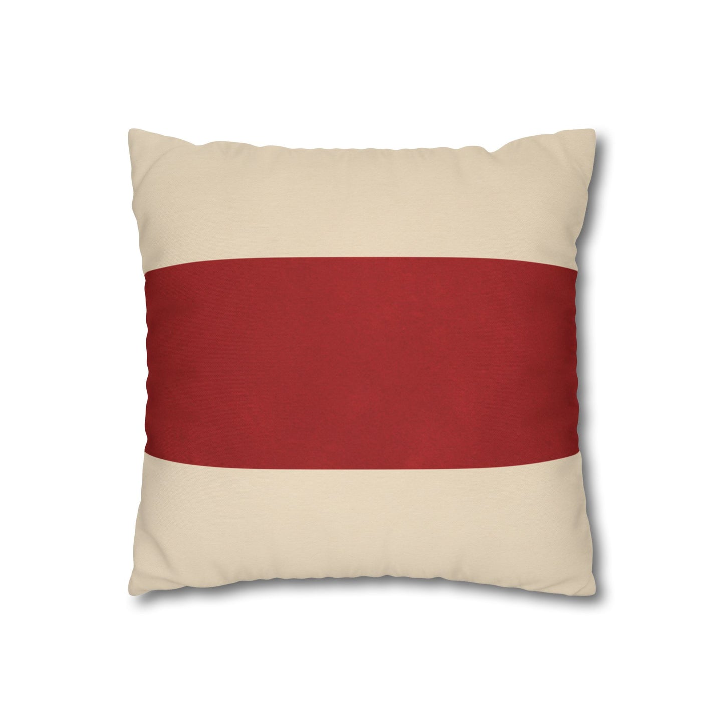 Merry Christmas Red & Cream Square Poly Canvas Pillowcase