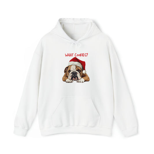 What Cookies? Bulldog in Santa Hat Unisex Heavy Blend™ Hooded Sweatshirt