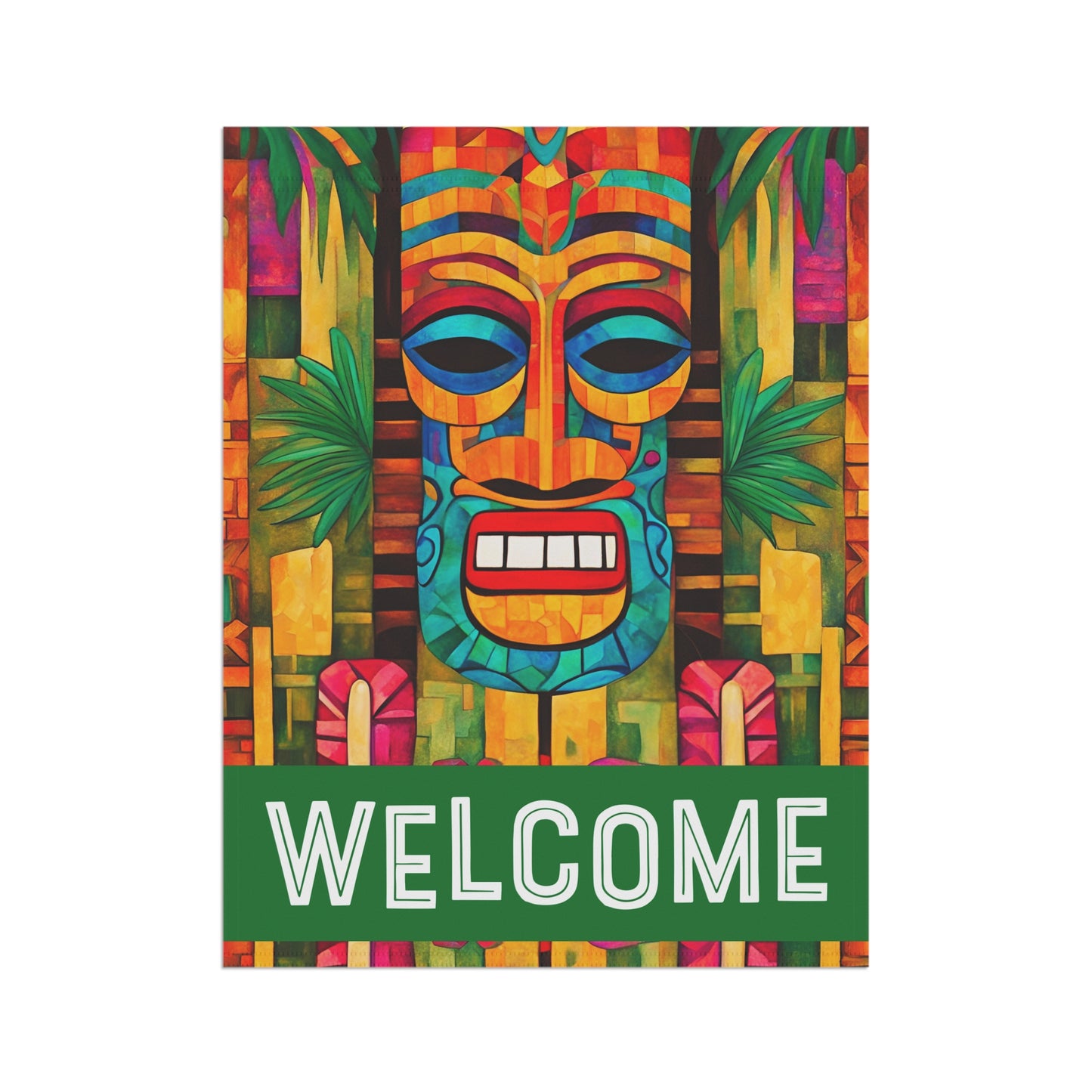 Tiki Burt Welcome 2-Sided Garden & House Flag/Banner