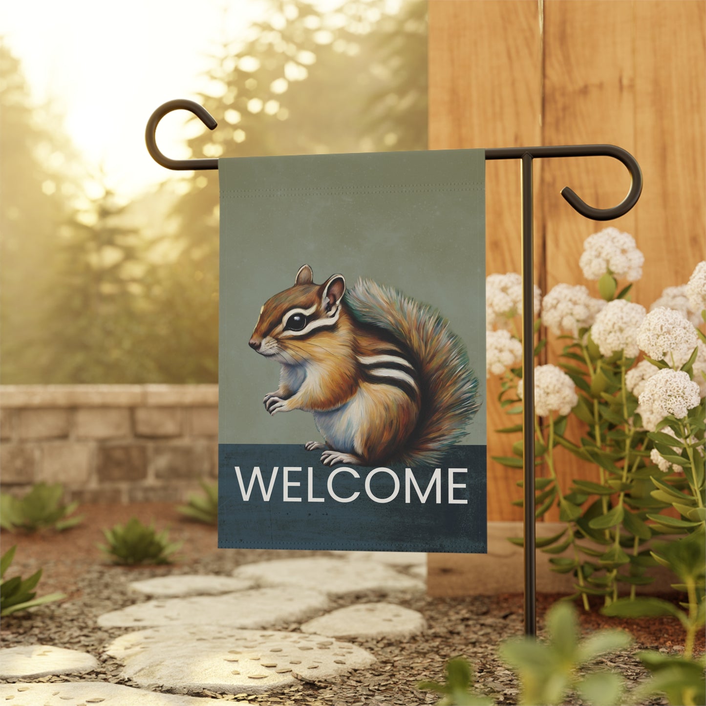 Chipmunk Welcome 2-Sided Garden & House Flag/Banner