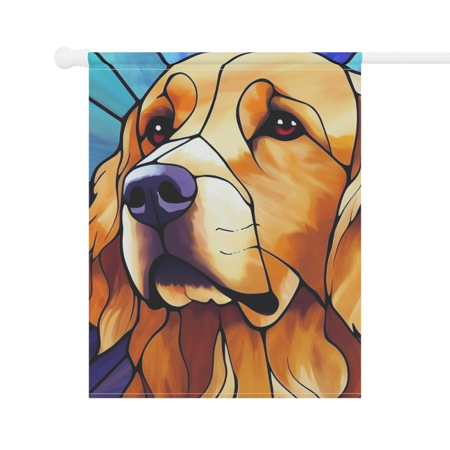 Golden Retriever Face Stained Glass Look 2-Sided Garden & House Flag/Banner