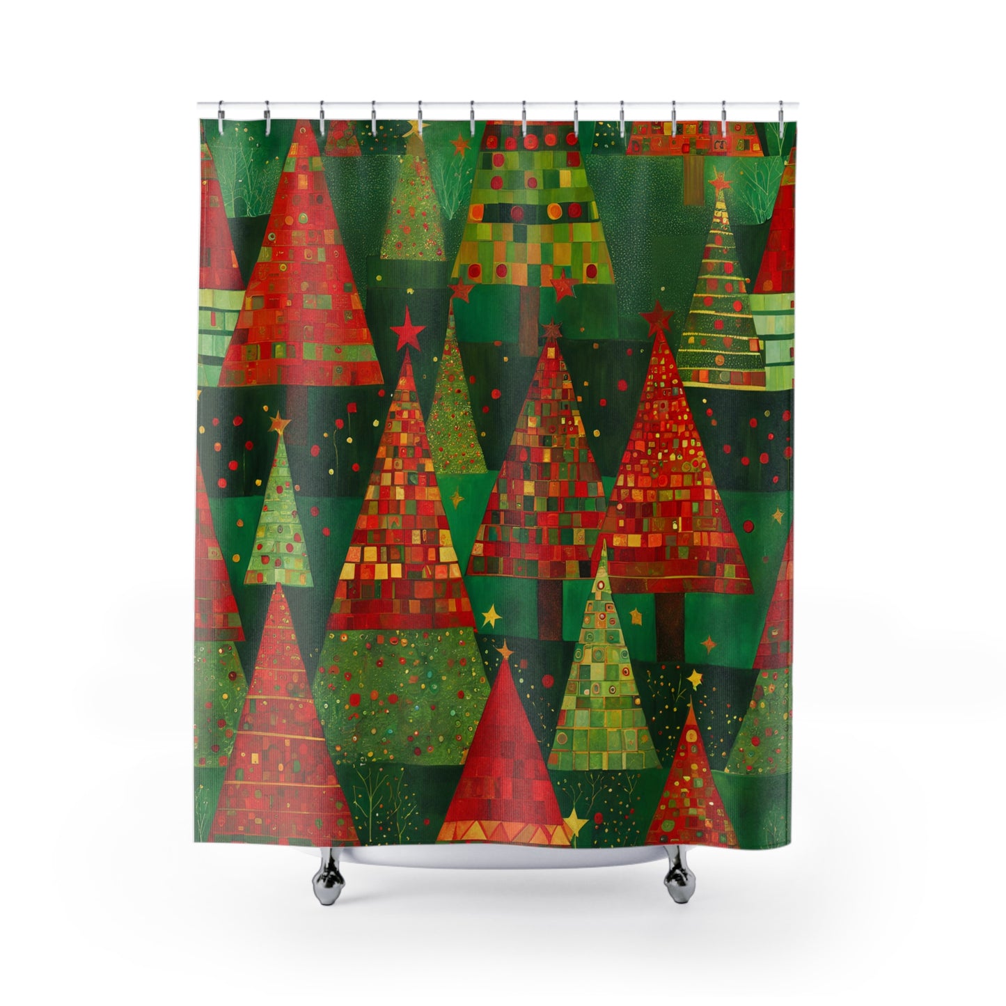 Christmas Tree Forest Polyester Shower Curtain