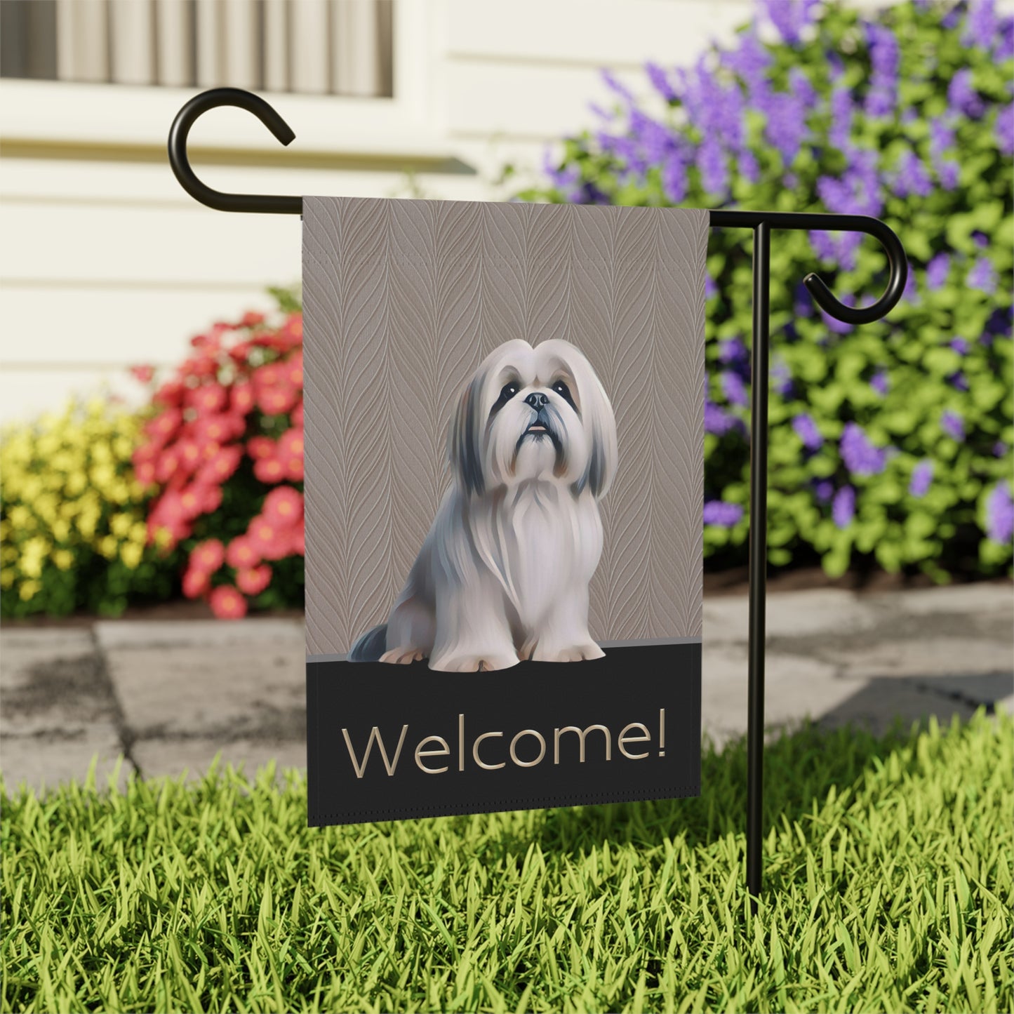 Lhasa Apso Welcome 2-Sided Garden & House Flag/Banner
