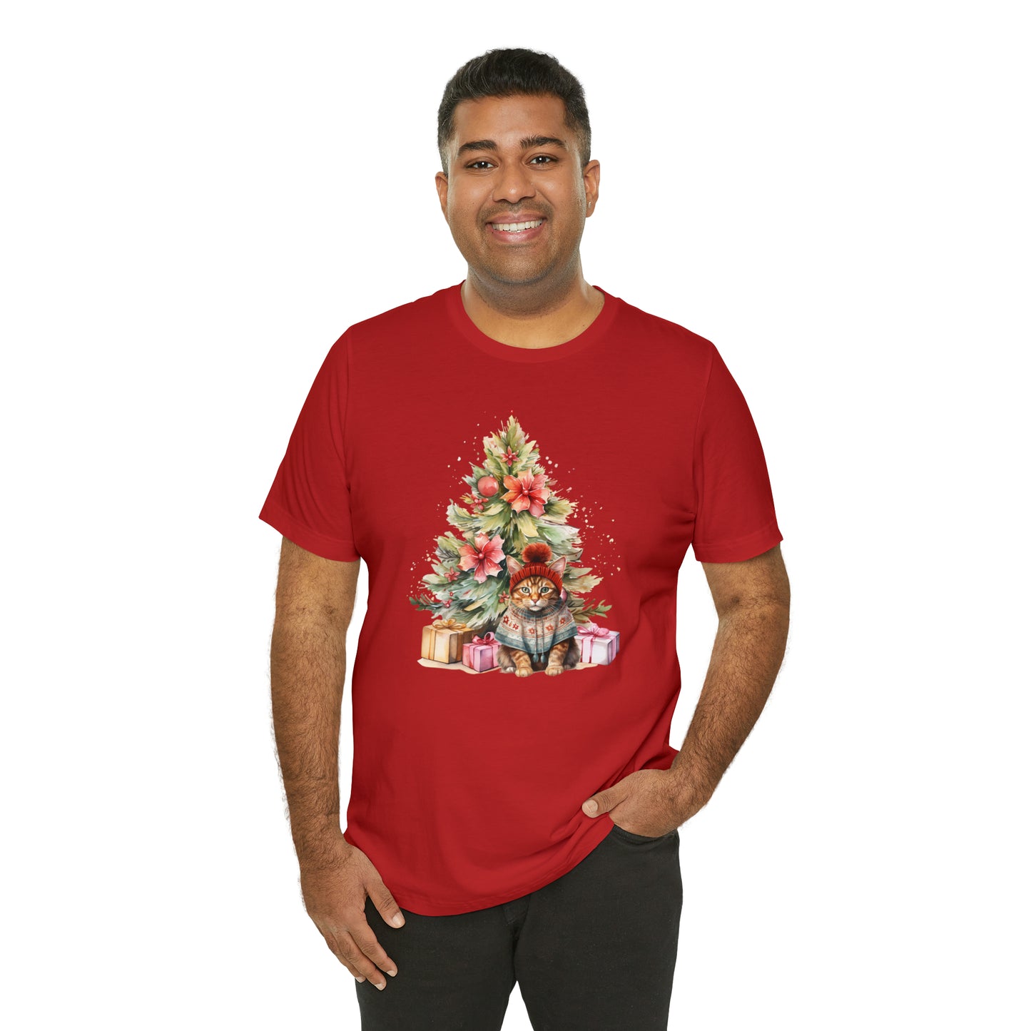 Best Present Cat Under the Tree Christmas Unisex Jersey Short Sleeve Tee