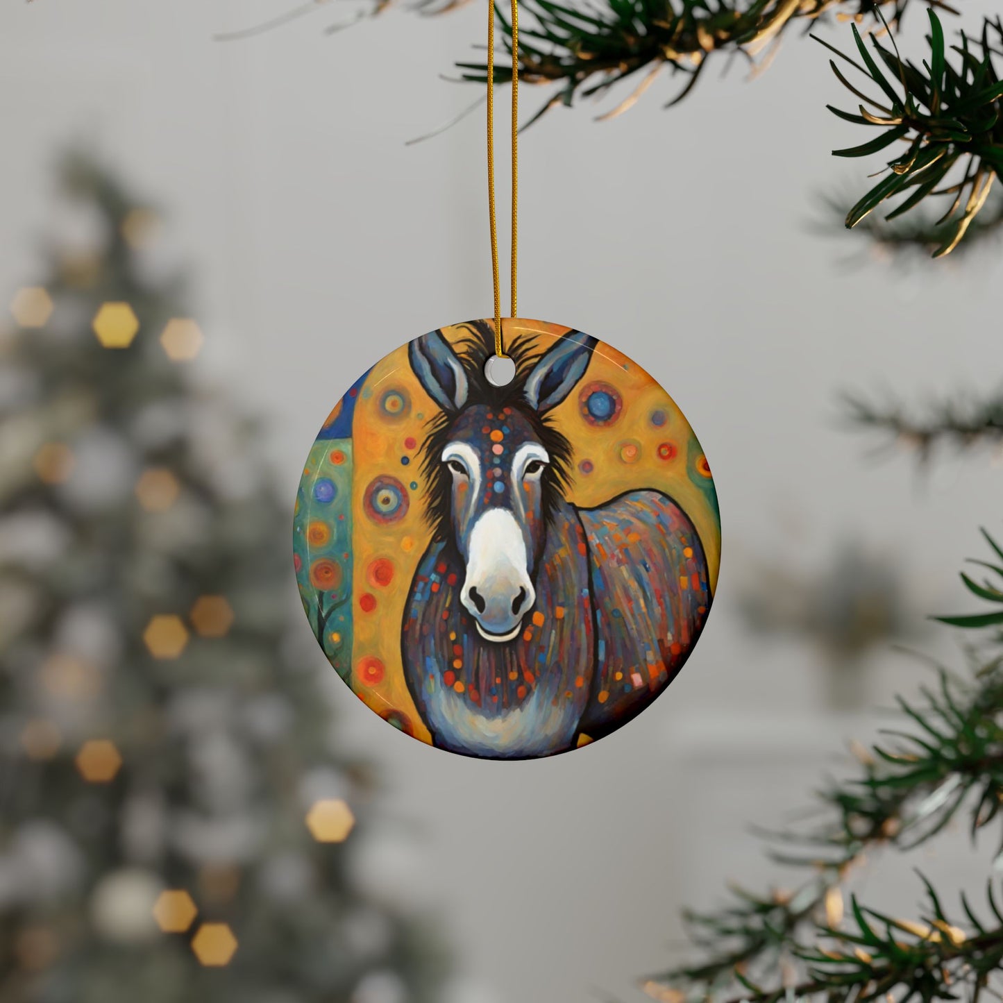 Cute Donkey 3" Ceramic Ornaments, 2-Side Print, (1pc, 10pcs)