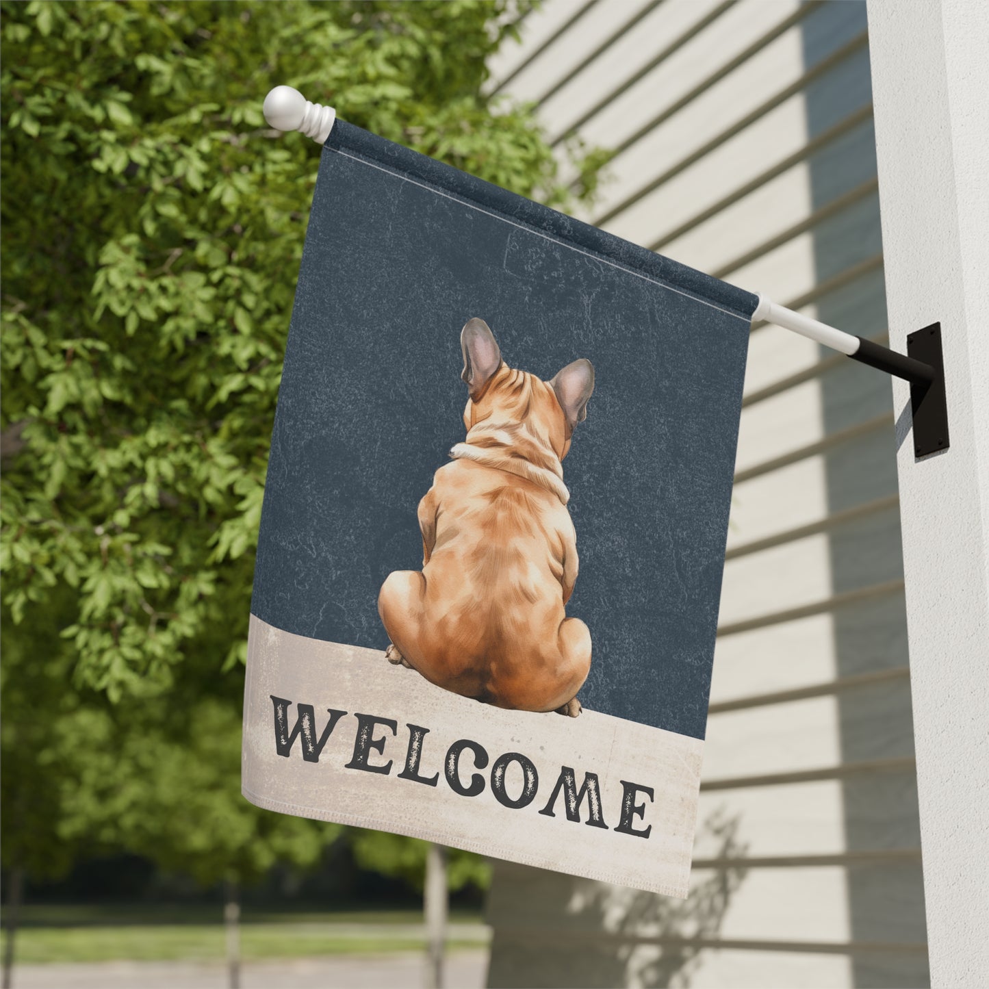 French Bulldog Welcome 2-Sided Garden & House Flag/Banner