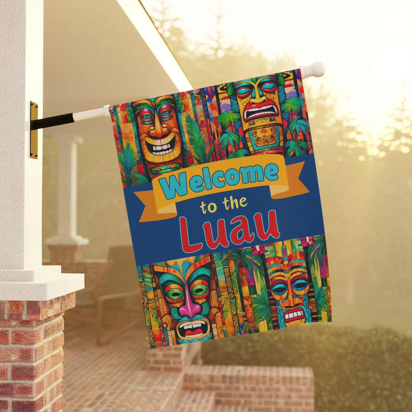 Tiki Welcome to the Luau 2-Sided Garden & House Flag/Banner