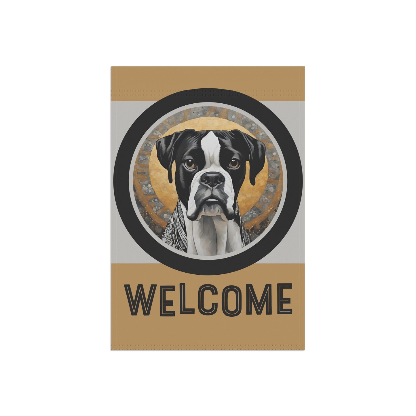 Boxer (Black & White) Welcome 2-Sided Garden & House Flag/Banner