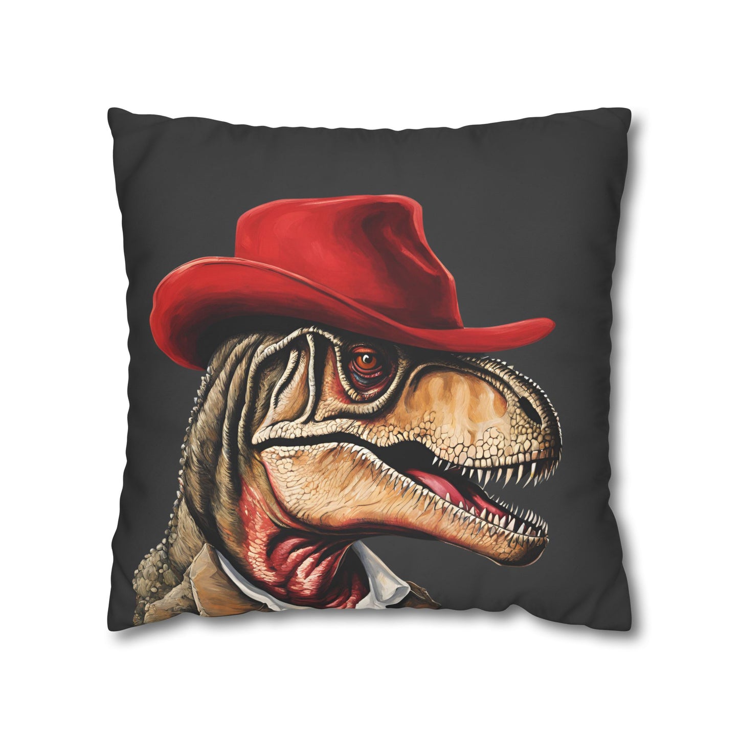 Red Hat T-Rex Square Poly Canvas Pillowcase