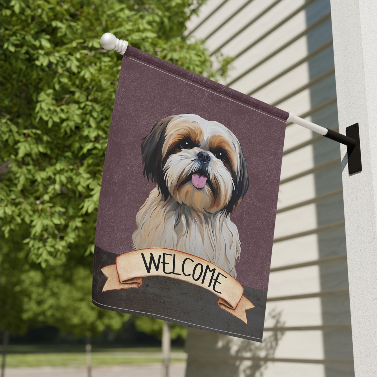 Shih Tzu Welcome 2-Sided Garden & House Flag/Banner