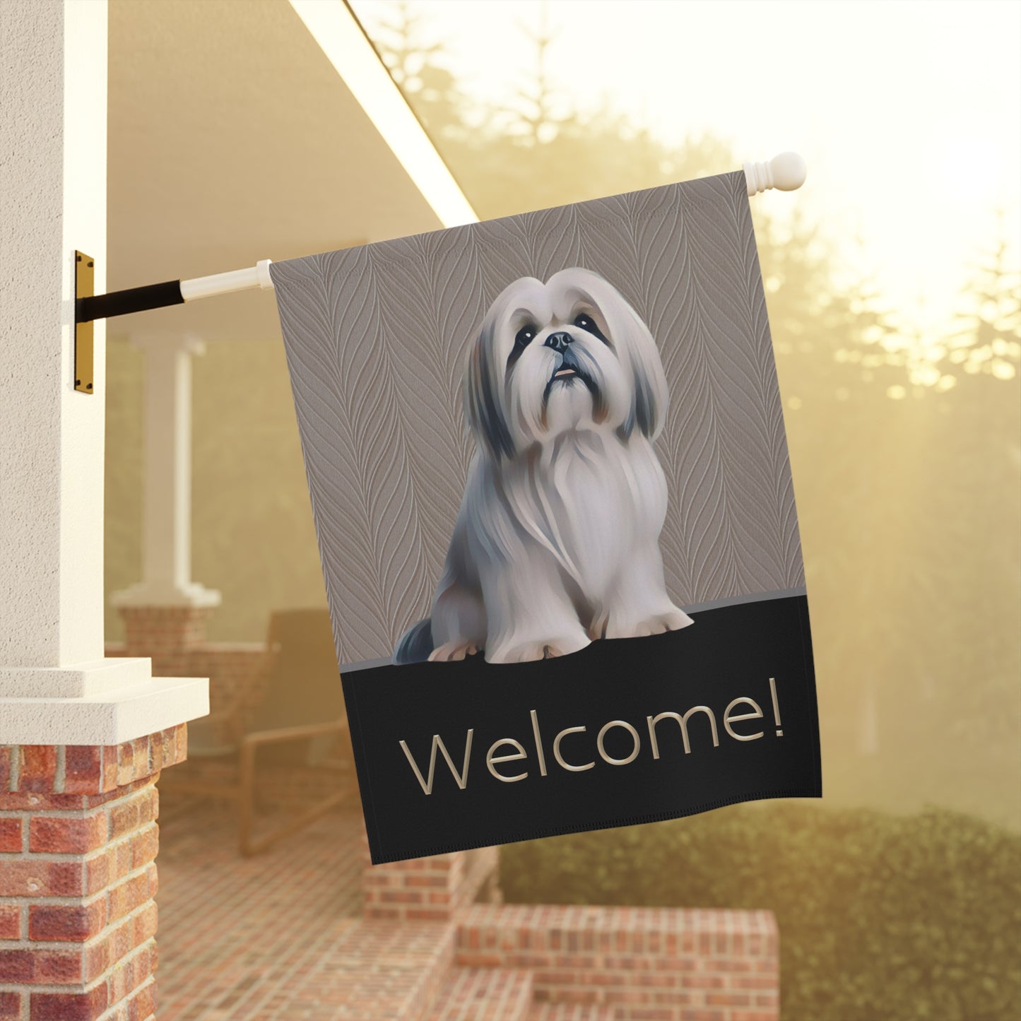 Lhasa Apso Welcome 2-Sided Garden & House Flag/Banner