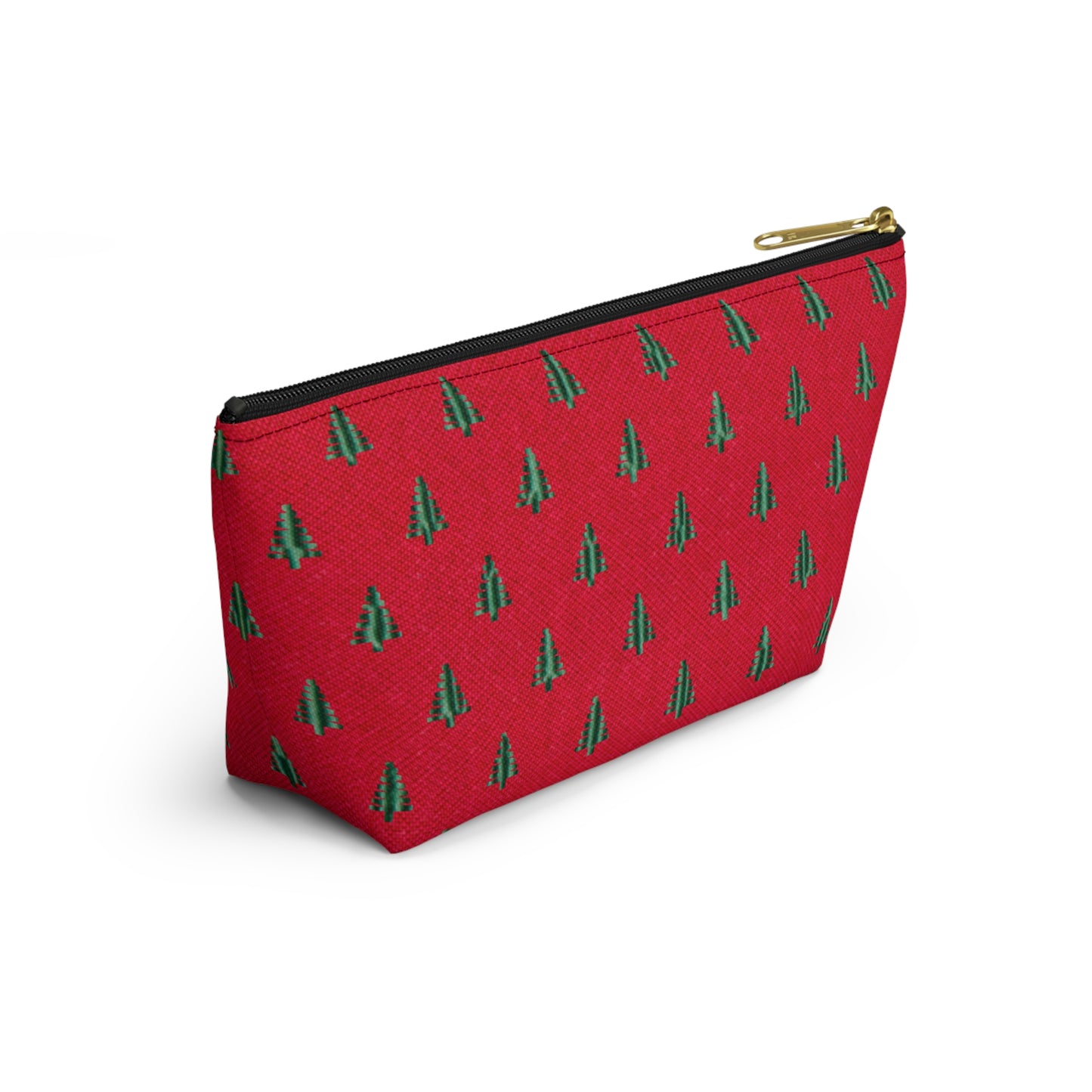 Tiny Tree Print on Red Accessory Pouch w T-bottom