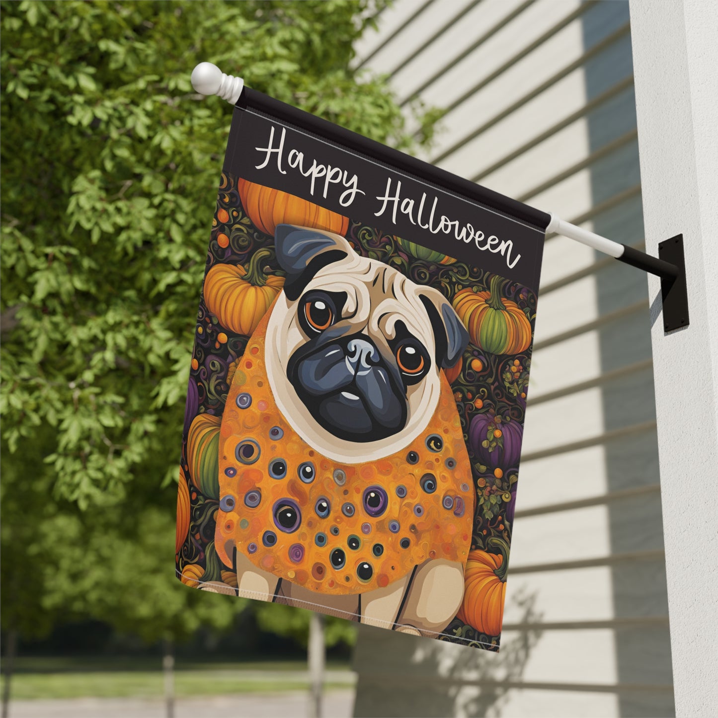 Pug Happy Halloween 2-Sided Garden & House Flag/Banner