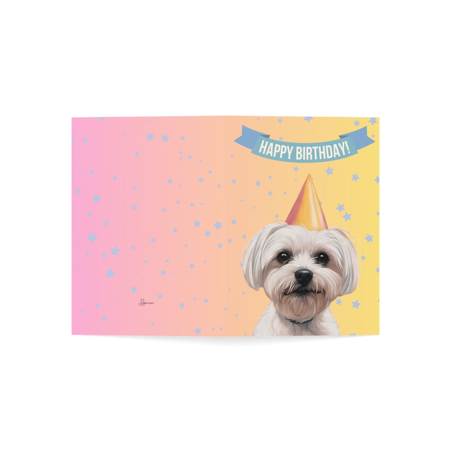 Maltese Happy Birthday 5 x 7 Greeting Cards (10 Pack)