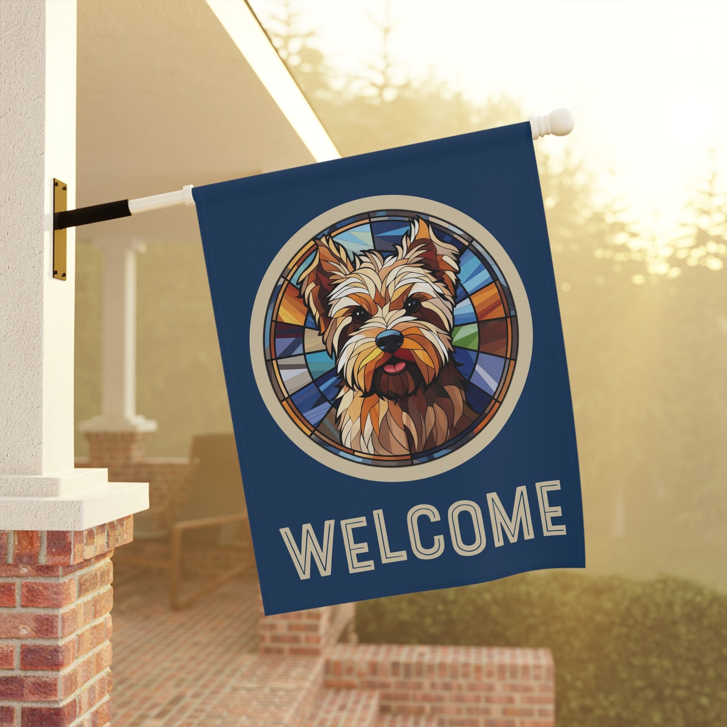 Biewer Terrier Welcome 2-Sided Garden & House Flag/Banner