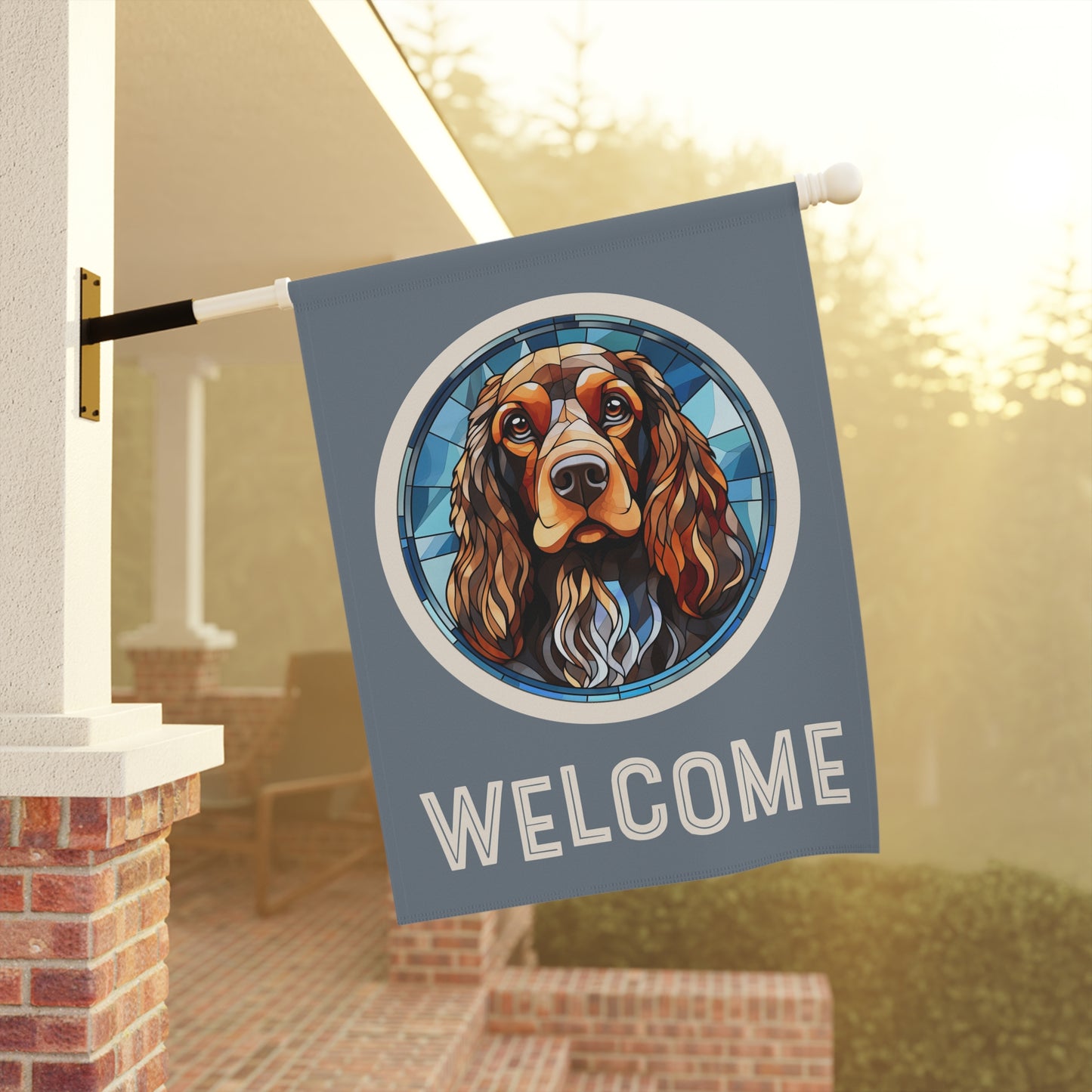 English Cocker Spaniel Welcome 2-Sided Garden & House Flag/Banner