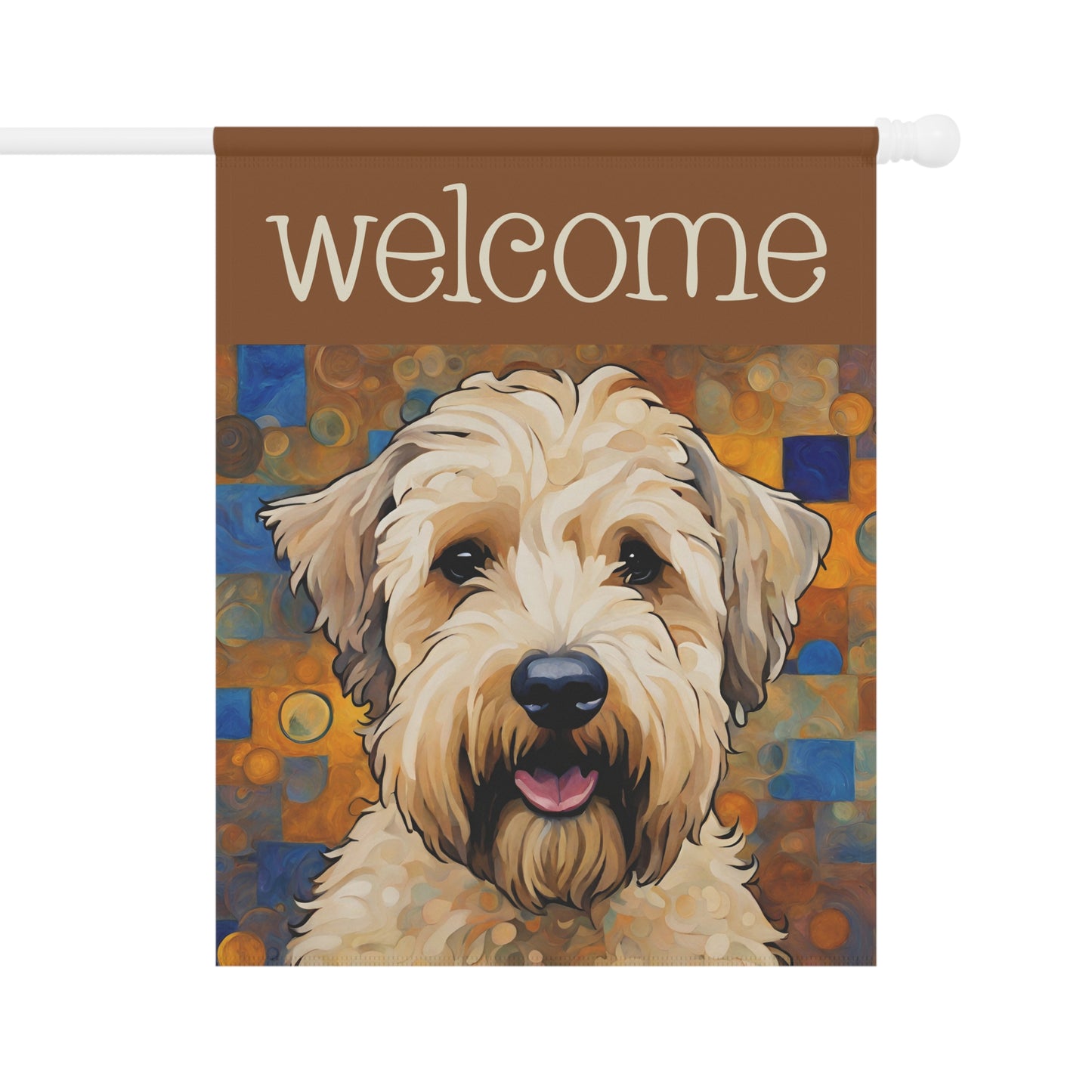 Wheaten Terrier Welcome 2-Sided Garden & House Flag/Banner