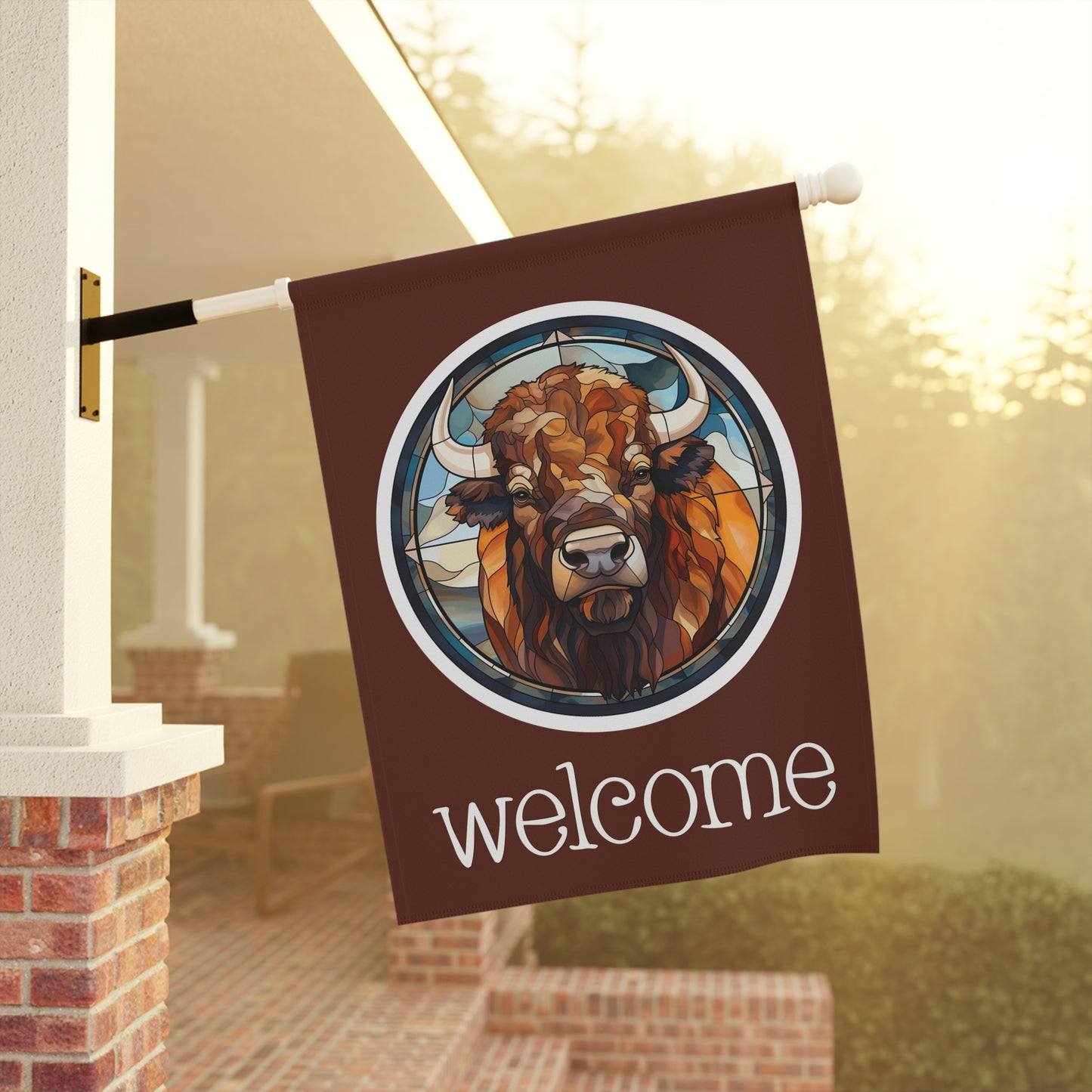 Bison Welcome 2-Sided Garden & House Flag/Banner