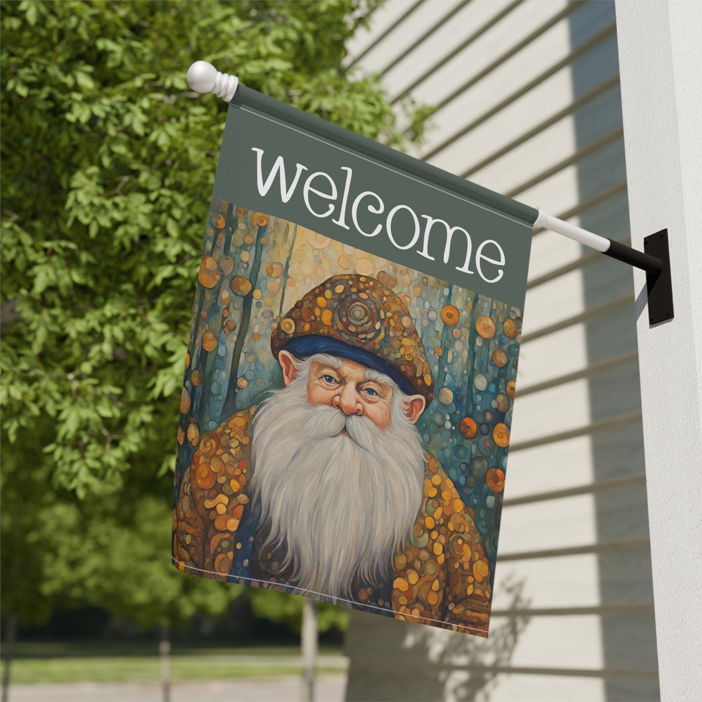 Gnome Welcome 2-Sided Garden & House Flag/Banner