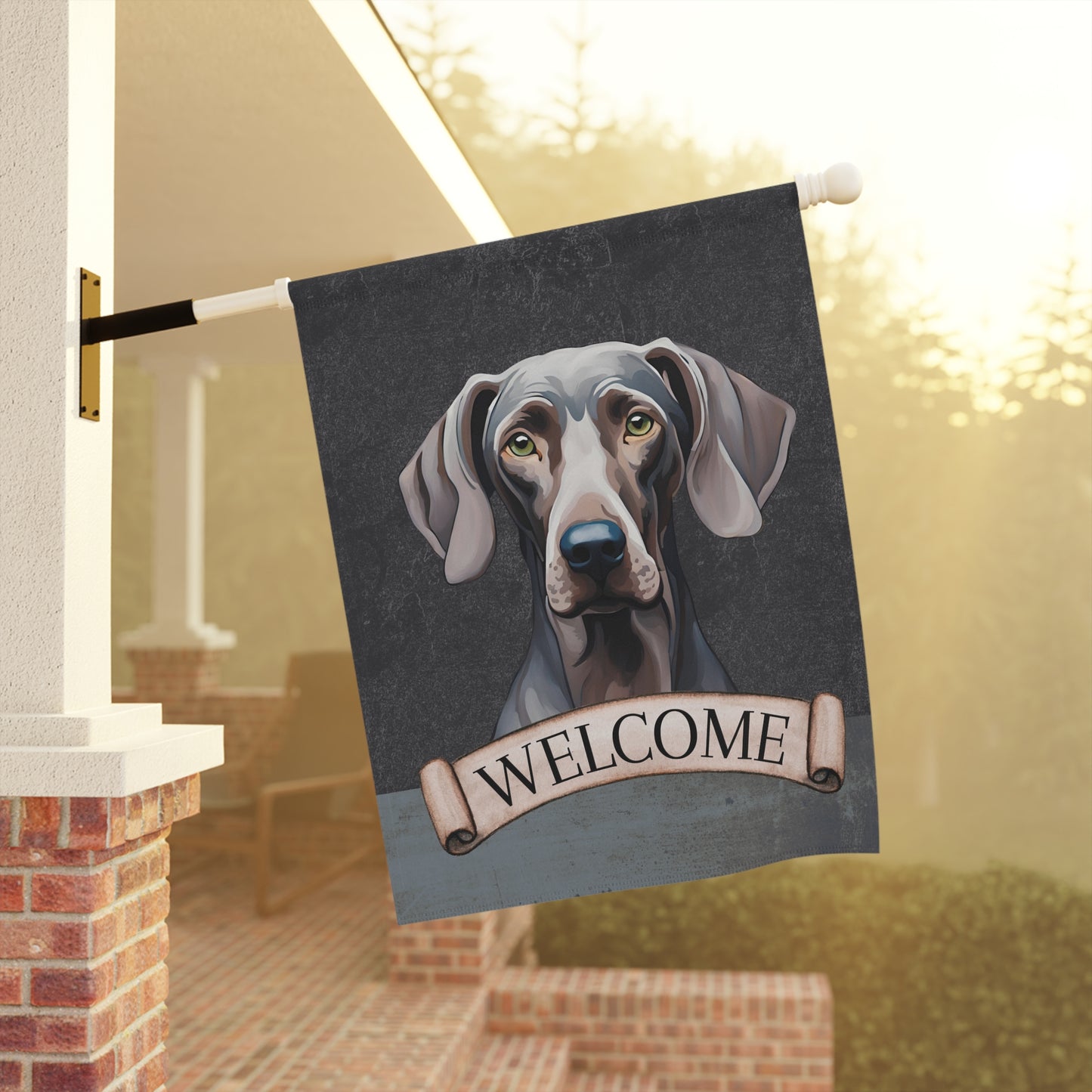 Weimaraner Welcome 2-Sided Garden & House Flag/Banner