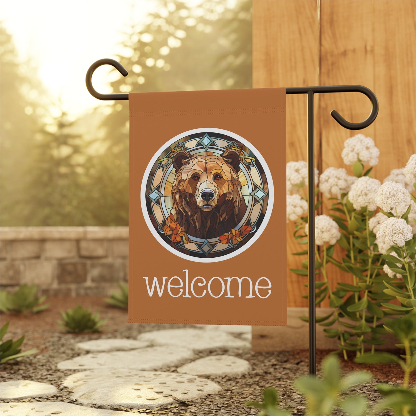 Brown Bear Welcome 2-Sided Garden & House Flag/Banner