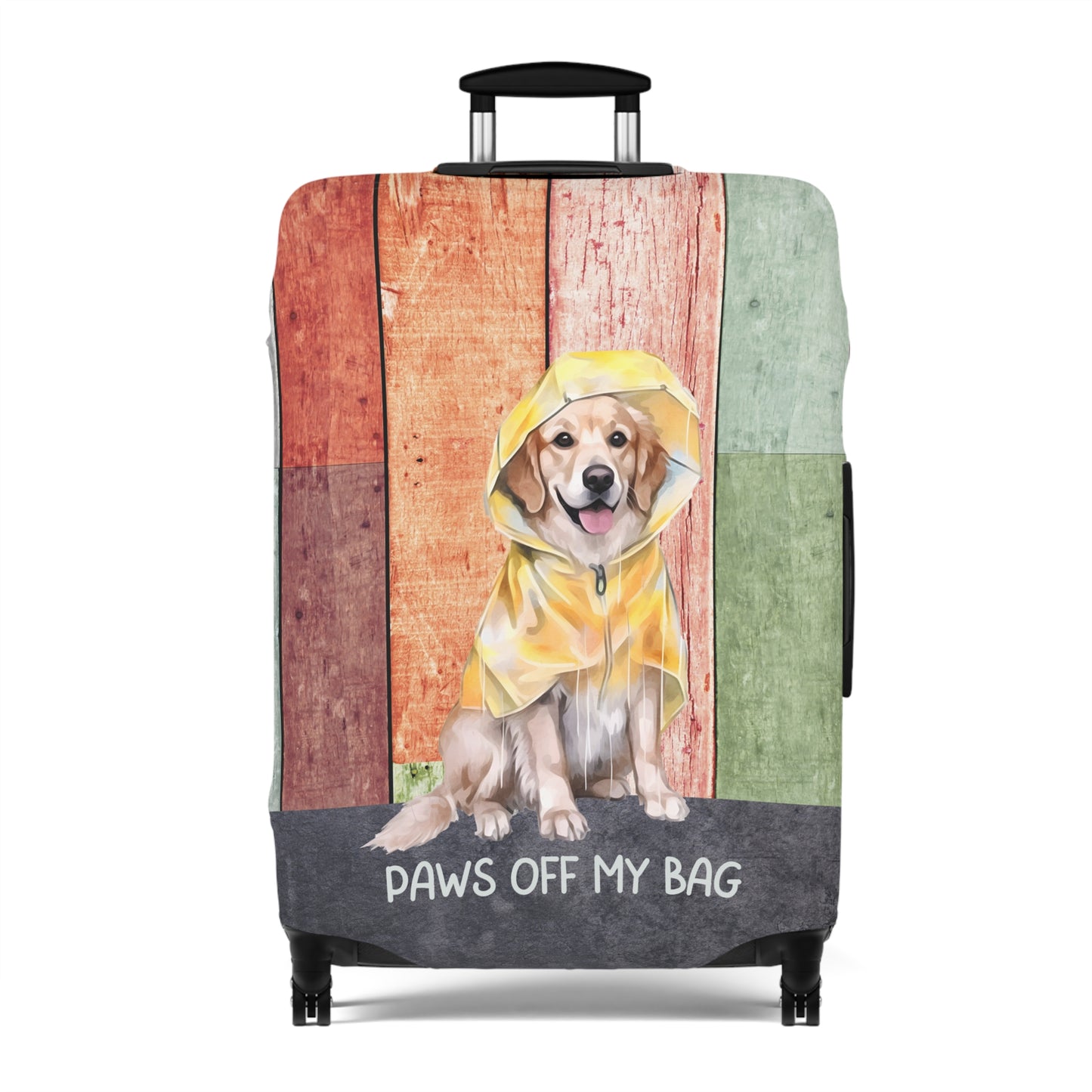 Golden Retriever in Raincoat Paws Off My Bag Luggage Cover