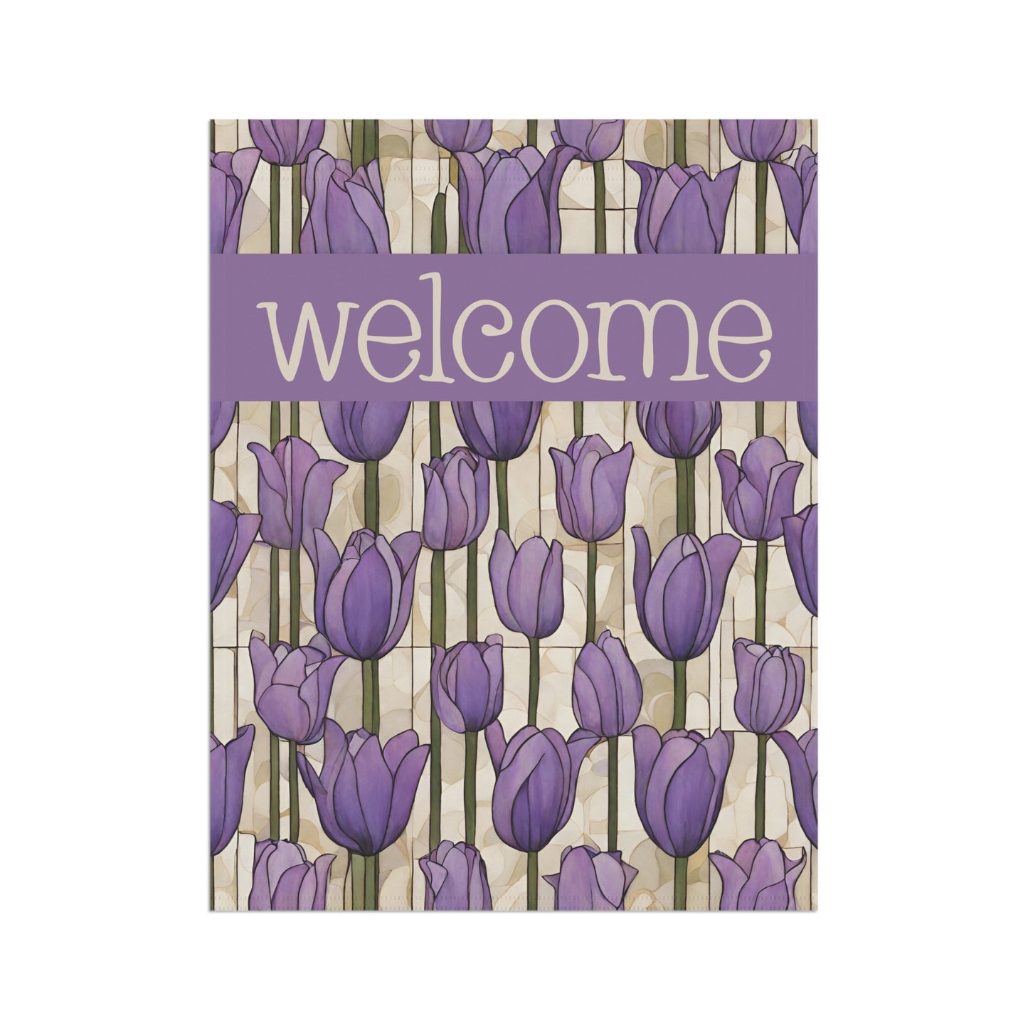 Lavender Tulips Welcome 2-Sided Garden & House Flag/Banner