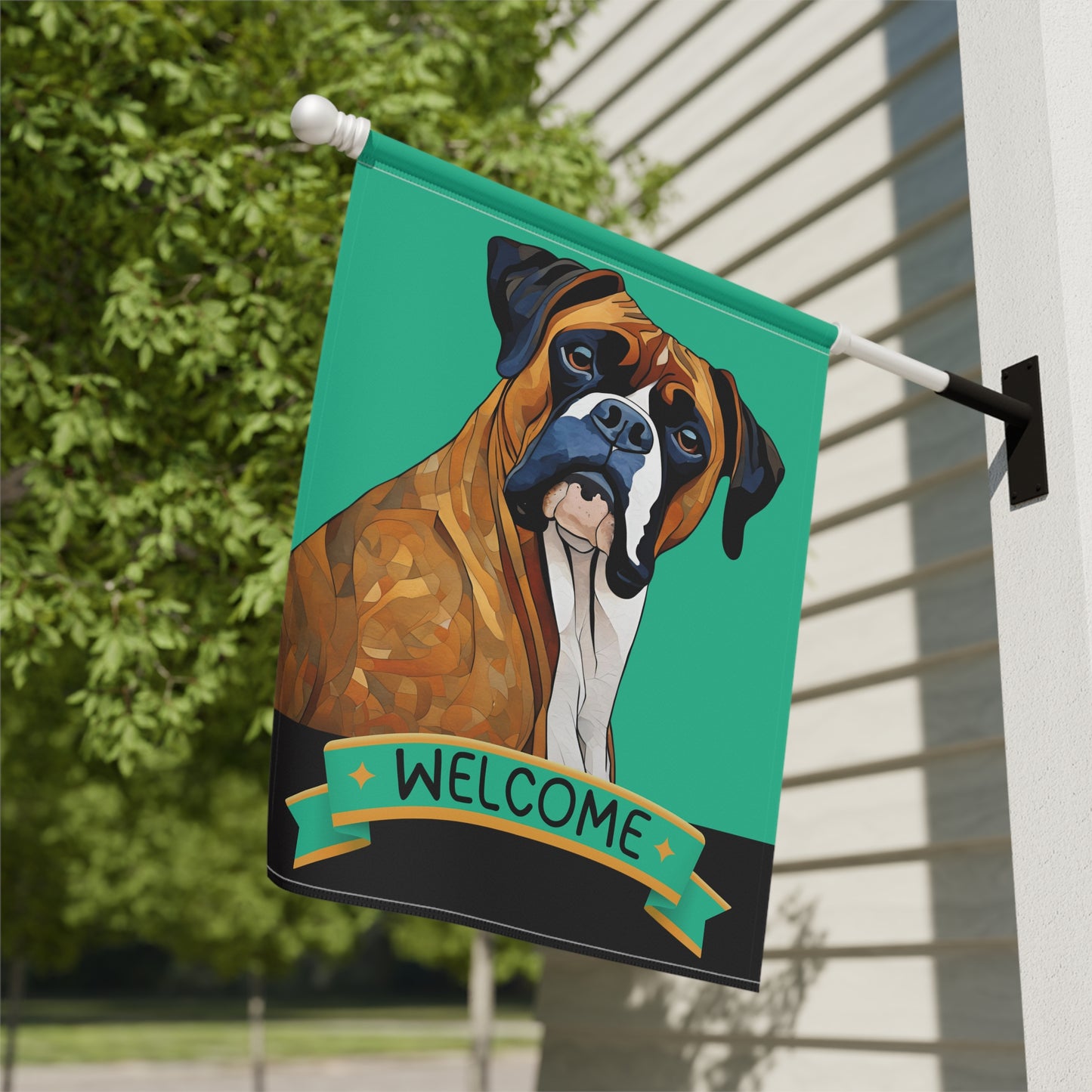 Boxer (Brindle) Welcome 2-Sided Garden & House Flag/Banner