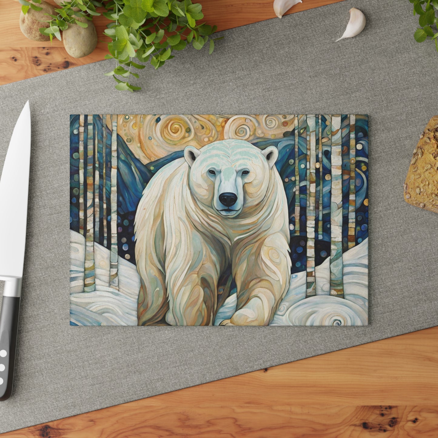 Polar Bear Tempered Glass Cutting Board