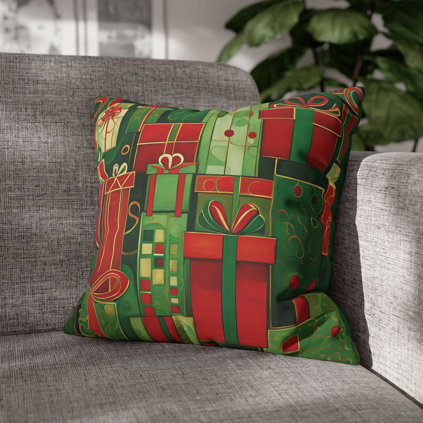 Holiday Gifts Square Poly Canvas Pillowcase