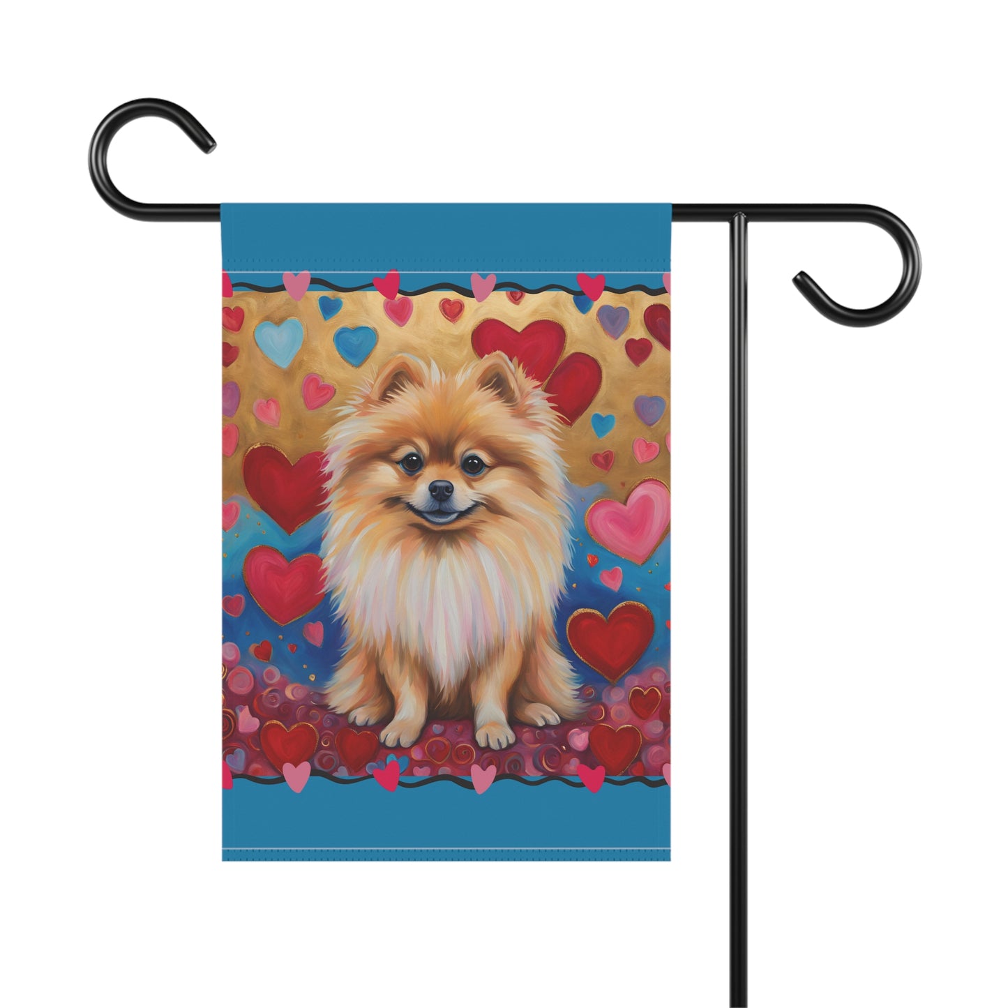 Pomeranian Valentine 2-Sided Garden & House Flag/Banner