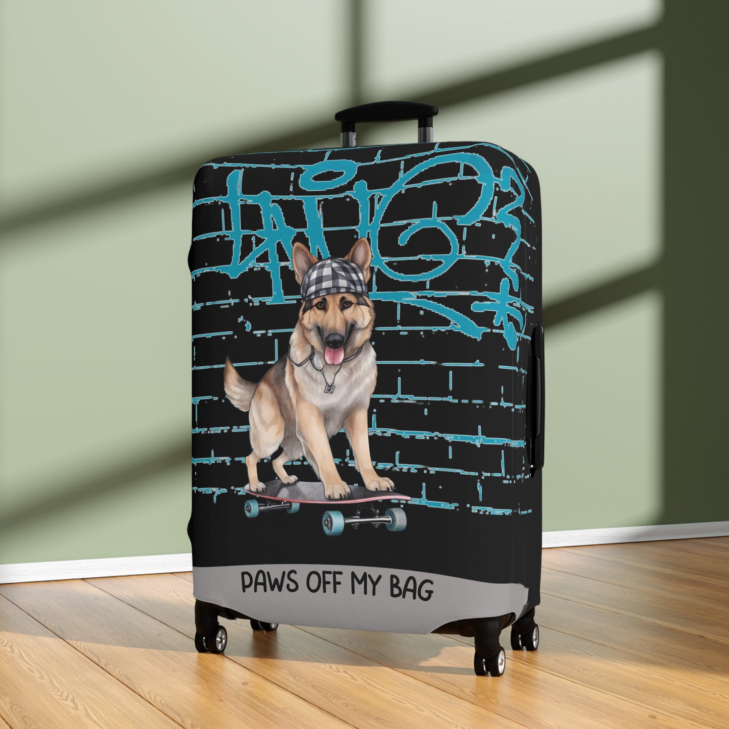 German Shepherd on Skateboard Paws Off My Bag Luggage Cover