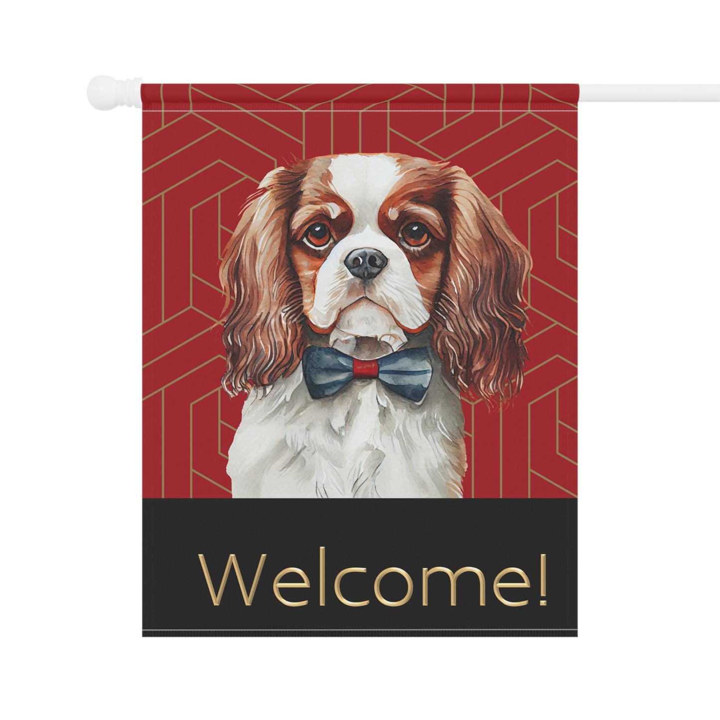 Cavalier King Charles in Bow Tie Welcome 2- Sided Garden & House Flag/Banner