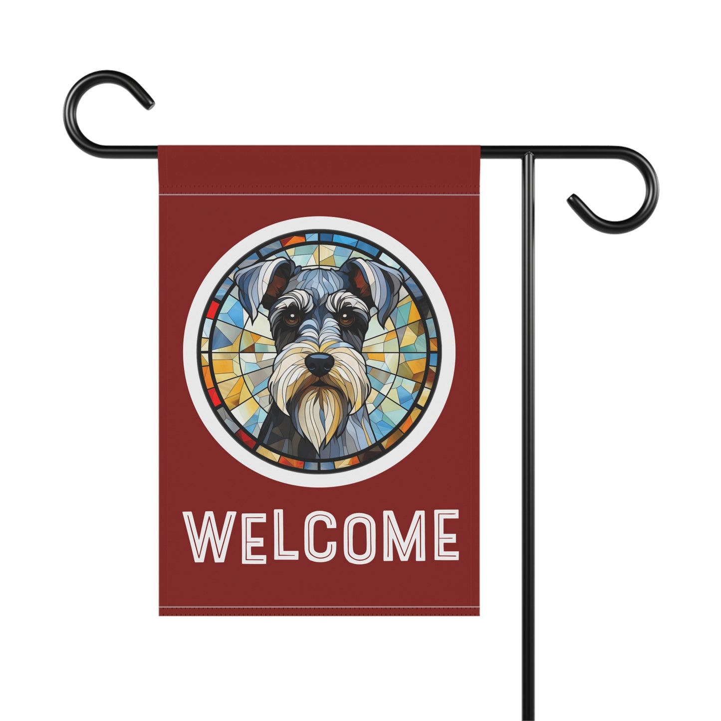 Miniature Schnauzer Welcome 2-Sided Garden & House Flag/Banner