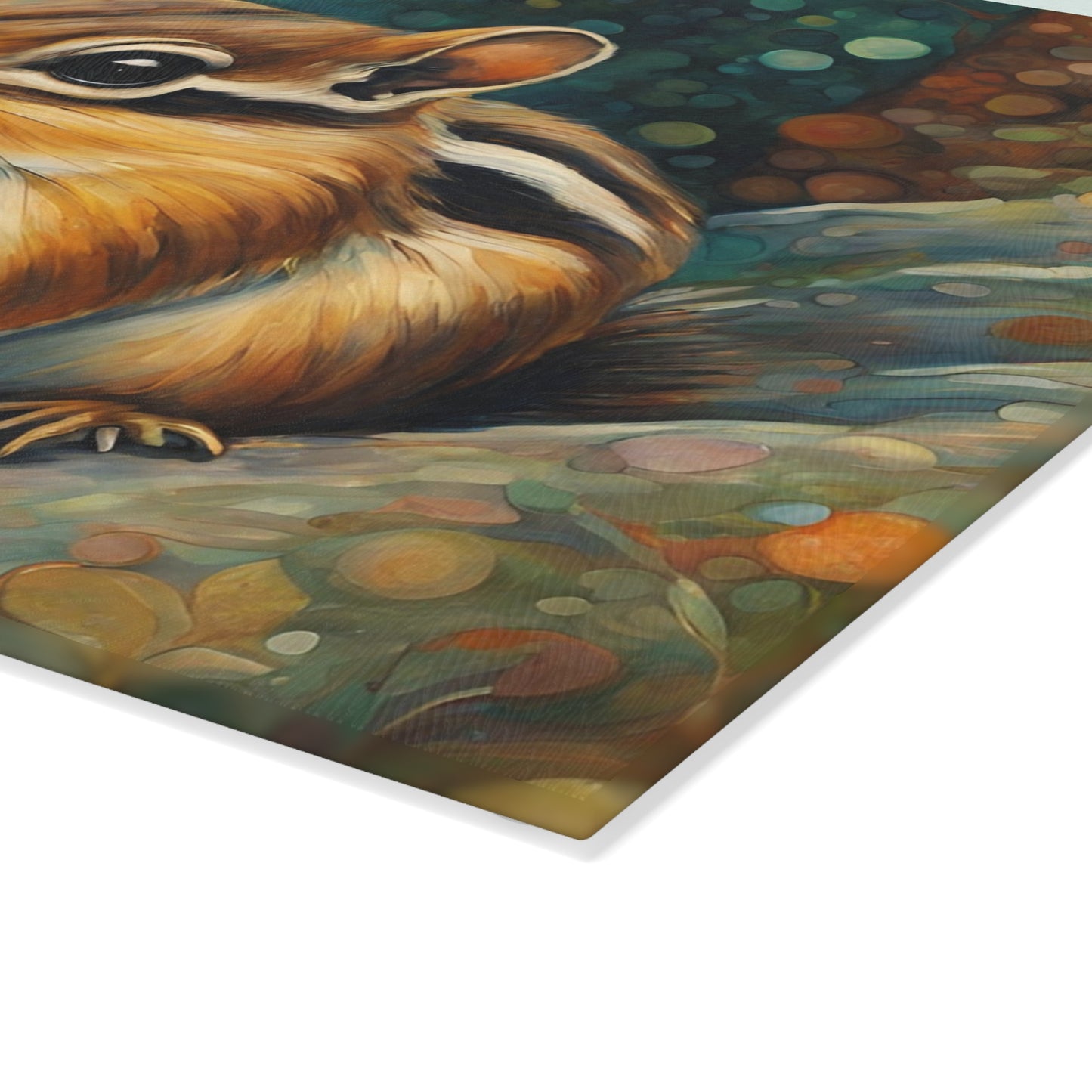 Mountain Forest Chipmunk Tempered Glass Cutting Board