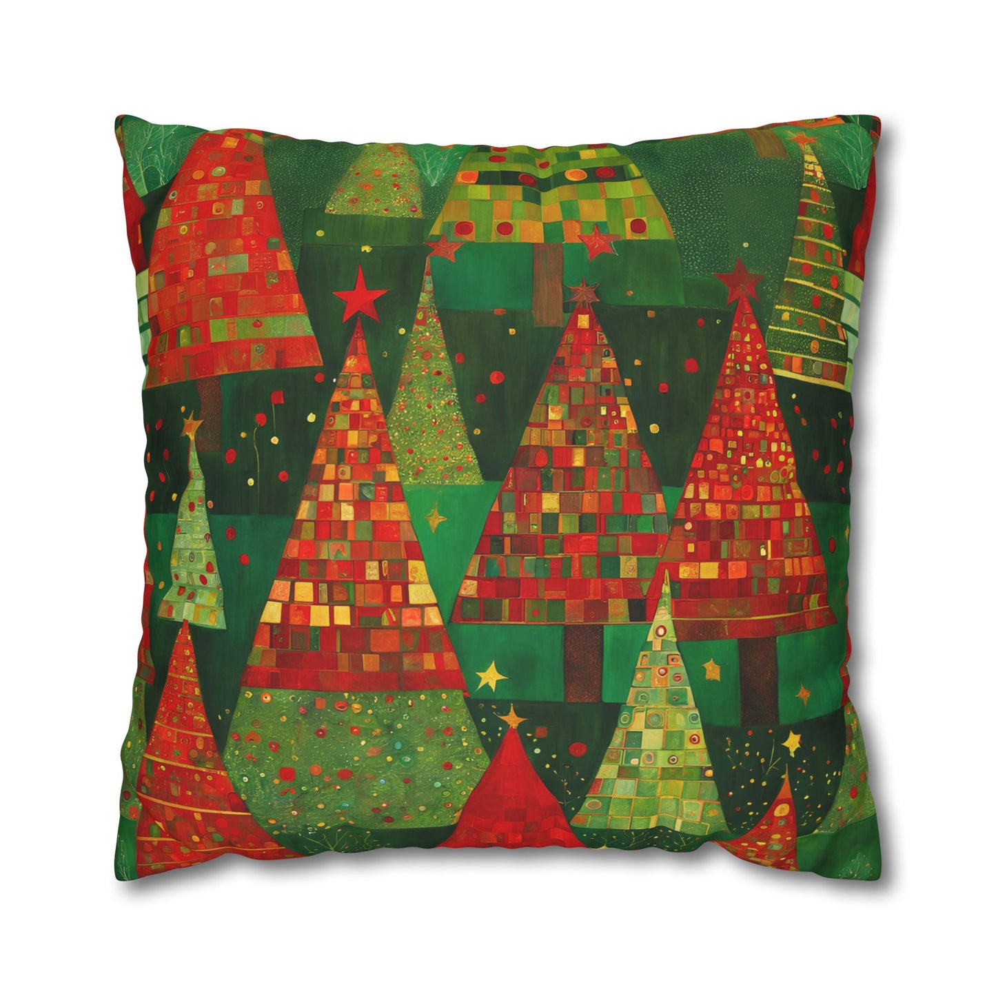 Christmas Tree Forest Square Poly Canvas Pillowcase