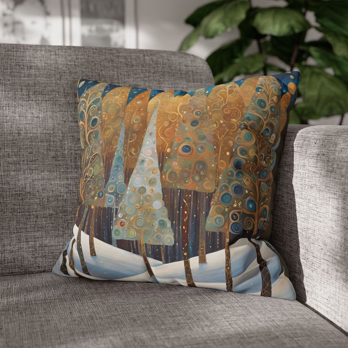 Christmas in the Forest Square Poly Canvas Pillowcase