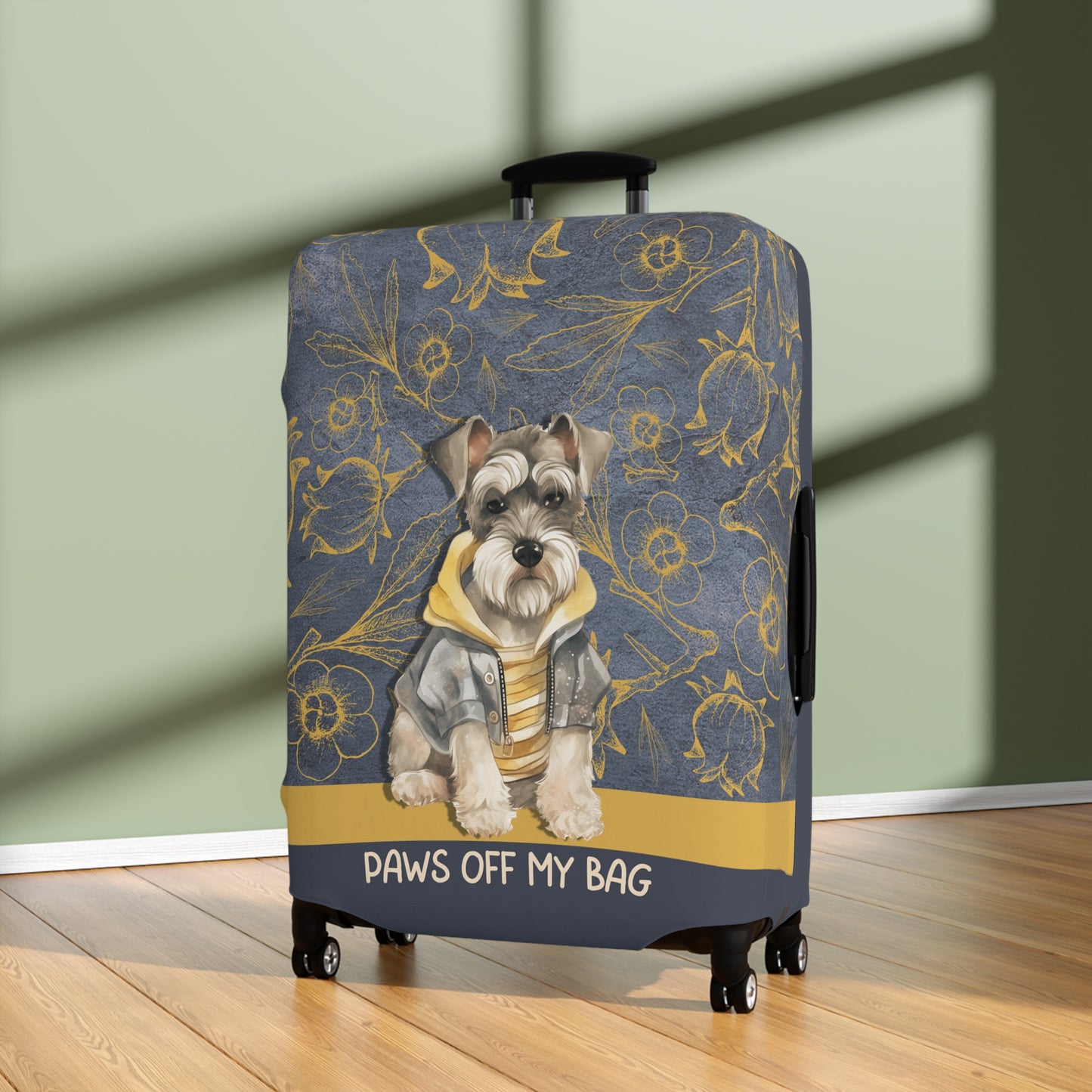 Miniature Schnauzer in Jacket Paws Off My Bag Luggage Cover