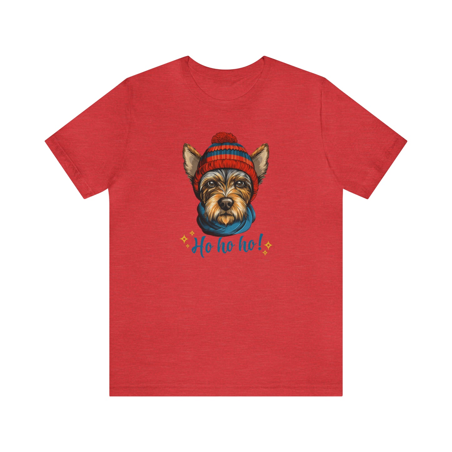 Scottish Terrier in Hat & Scarf Ho Ho Ho Unisex Jersey Short Sleeve Tee