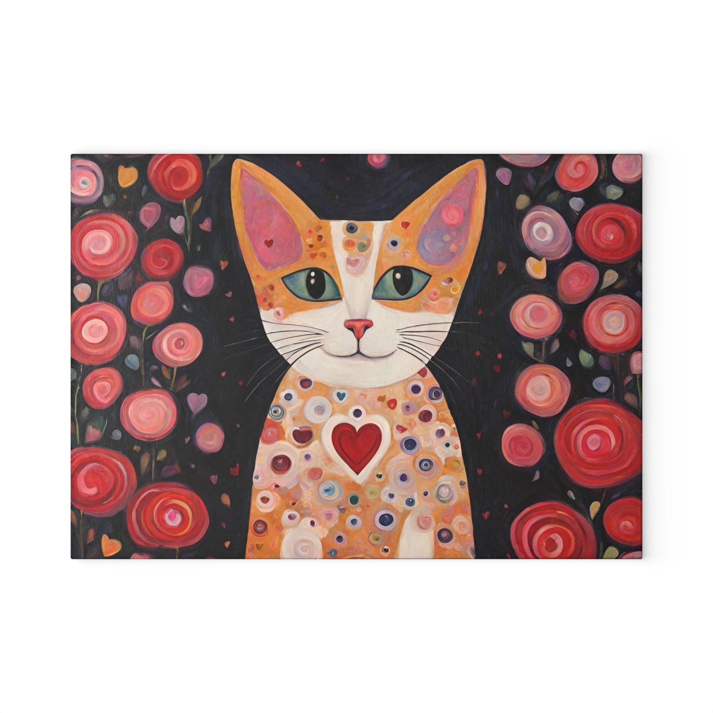 Cat Love Tempered Glass Cutting Board