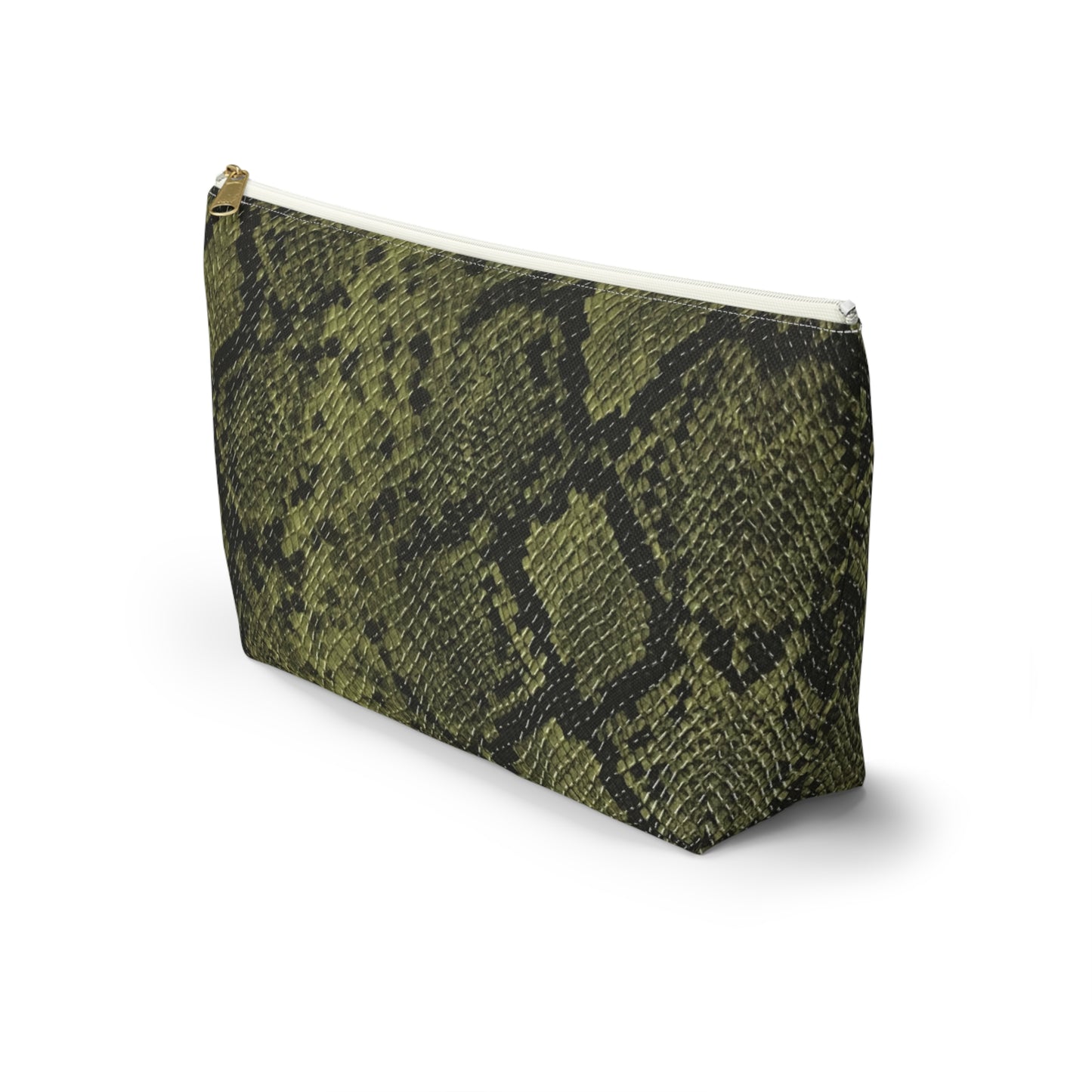 Faux Python in Green Accessory Pouch w T-bottom