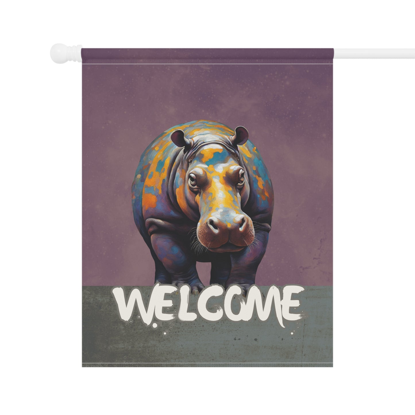 Hippo Welcome 2-Sided Garden & House Flag/Banner