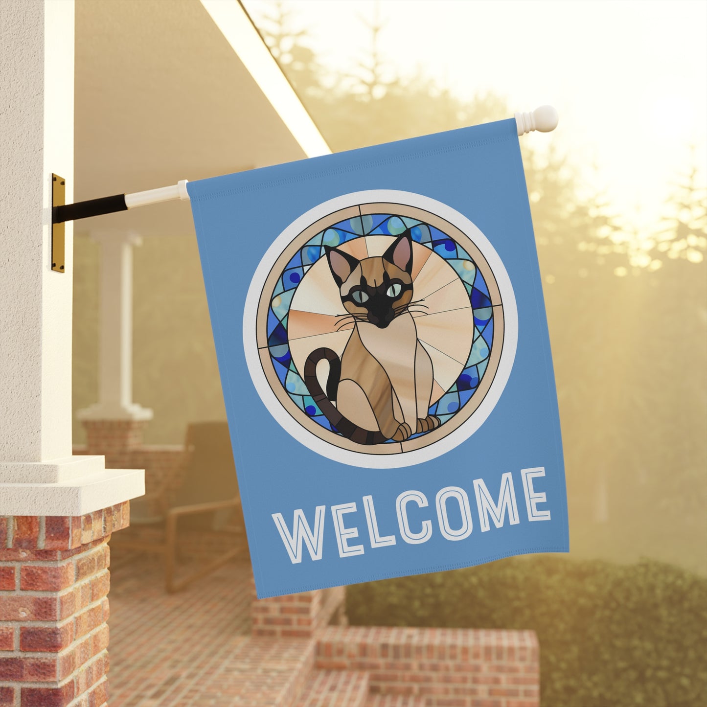 Siamese Cat Welcome 2-Sided Garden & House Flag/Banner