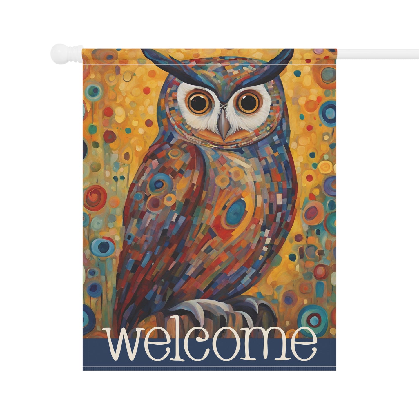 Colorful Owl Welcome 2-Sided Garden & House Flag/Banner