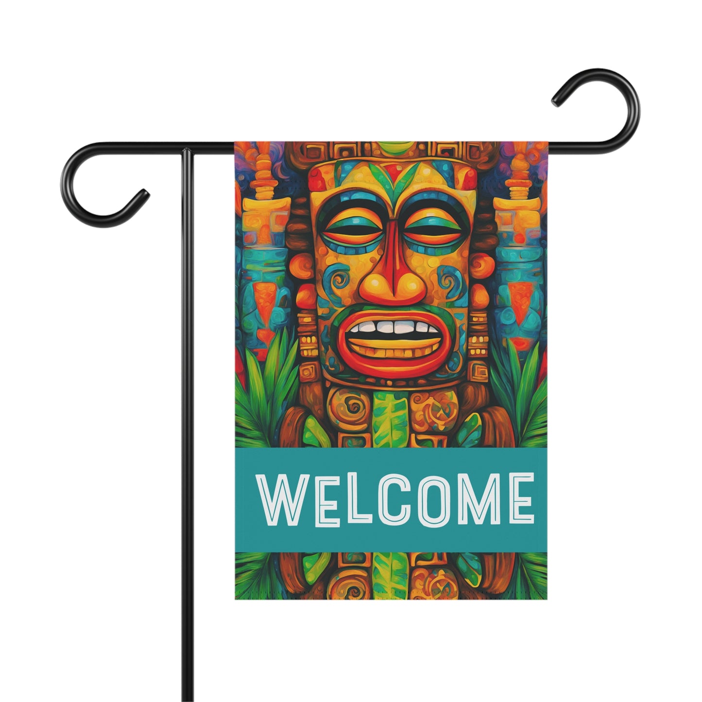 Happy Tiki Welcome 2-Sided Garden & House Flag/Banner