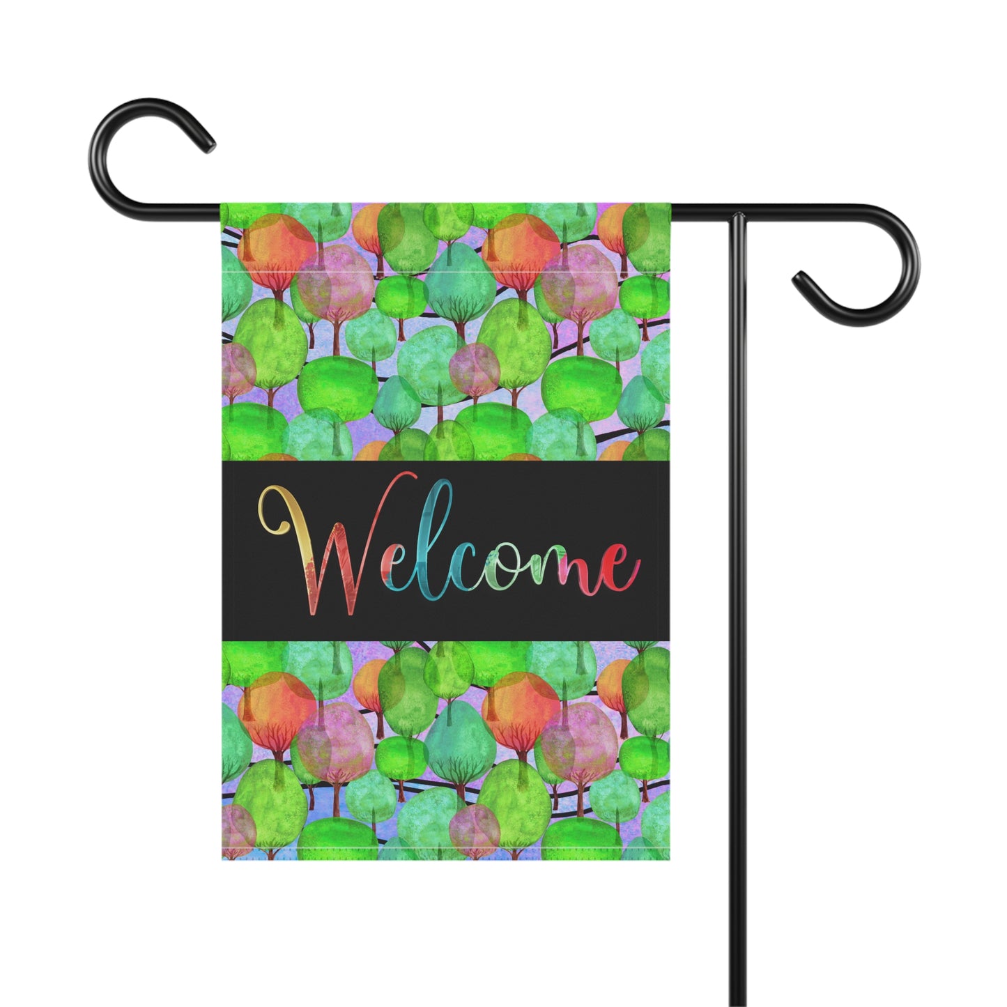 Lollipop Trees Forest Welcome 2-Sided Garden & House Flag/Banner